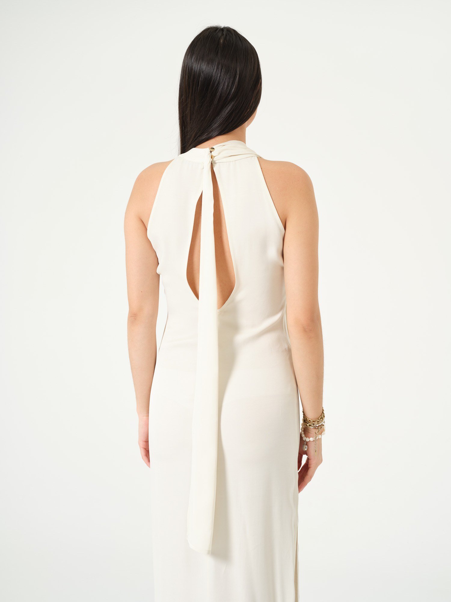 Piarbi Akışkan Ekru Gala Elbisesi - %100 Viskon Premium Flowy Elegant Evening Dress