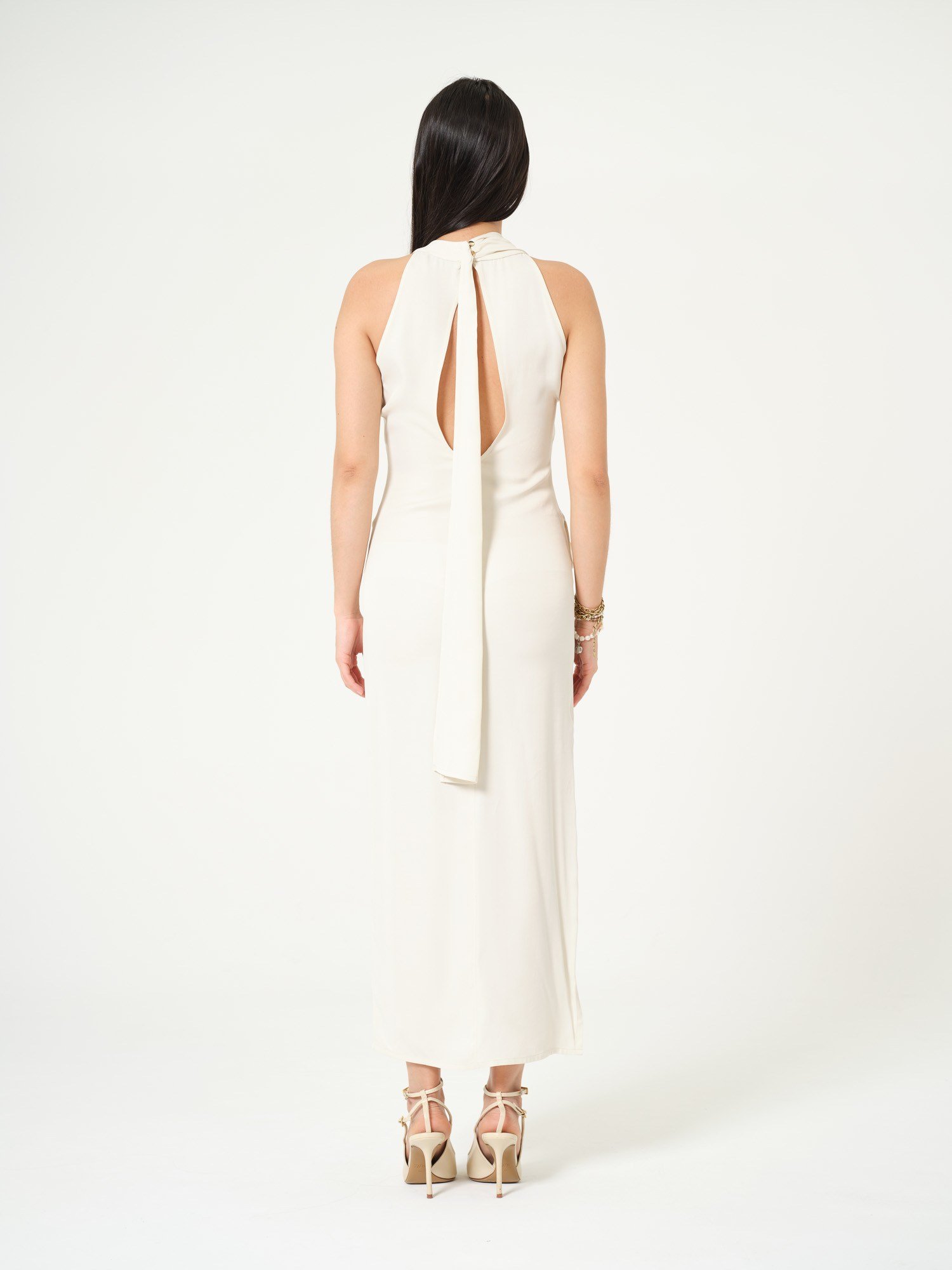 Piarbi Akışkan Ekru Gala Elbisesi - %100 Viskon Premium Flowy Elegant Evening Dress