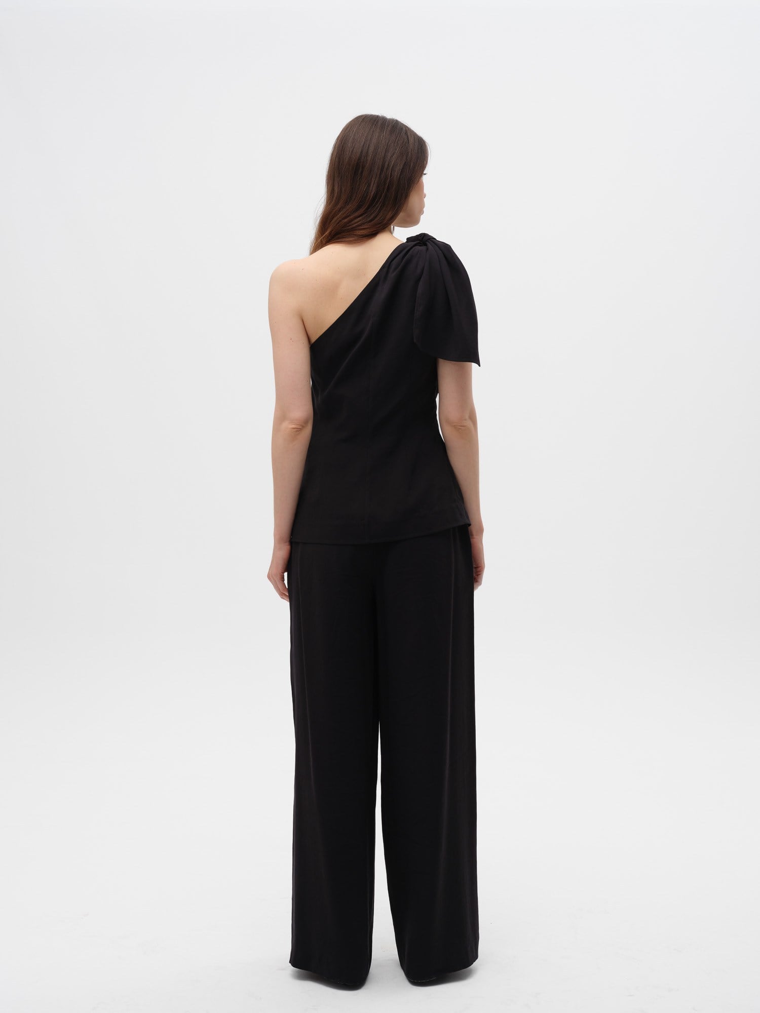 Piarbi Asimetrik Bağlamalı Yelek Bluz - Kahve ve Siyah Premium Mikro Modal Akışkan Tasarım Vest Blouse