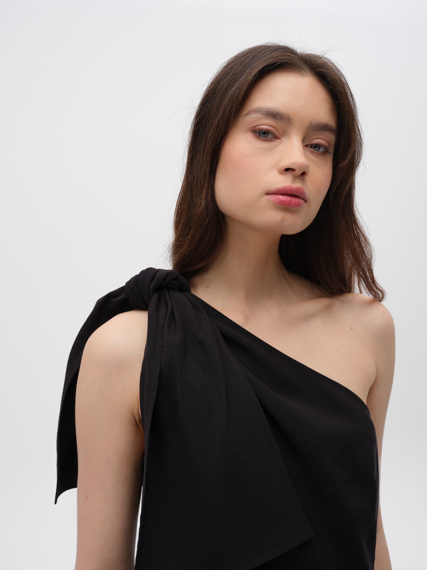 Piarbi Asimetrik Bağlamalı Yelek Bluz - Kahve ve Siyah Premium Mikro Modal Akışkan Tasarım Vest Blouse