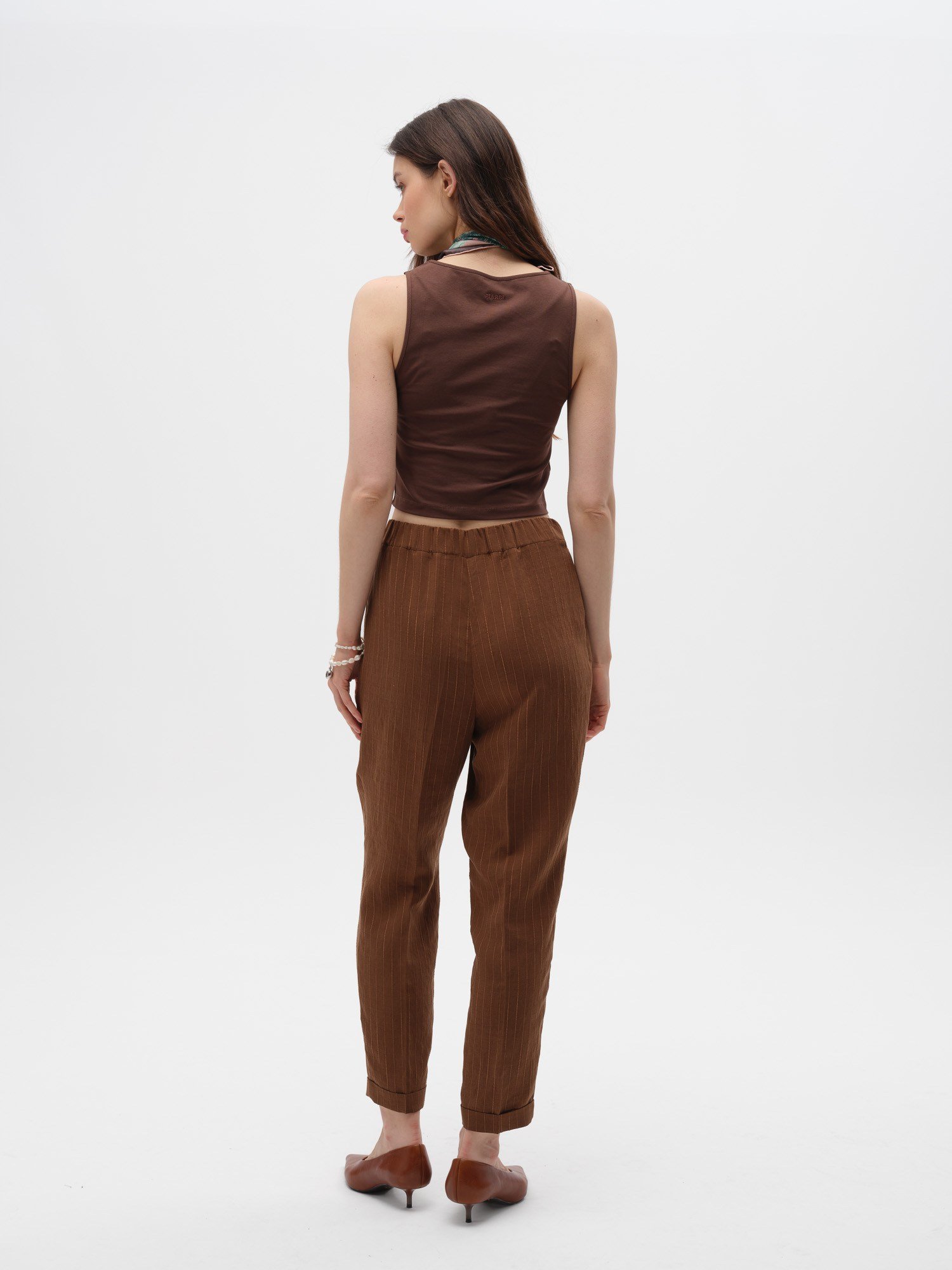 Piarbi Bilek Boy Havuç Kesim Pantolon - Enfiye Tencel Karışımlı Premium Carrot Pants Tasarım