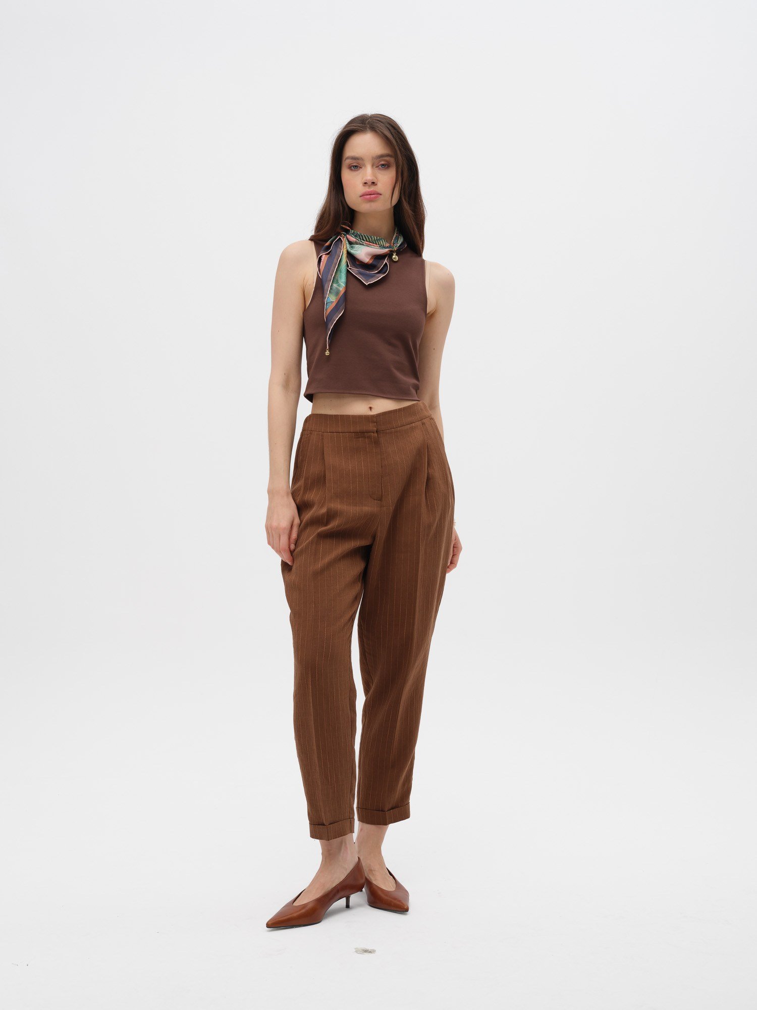 Piarbi Bilek Boy Havuç Kesim Pantolon - Enfiye Tencel Karışımlı Premium Carrot Pants Tasarım