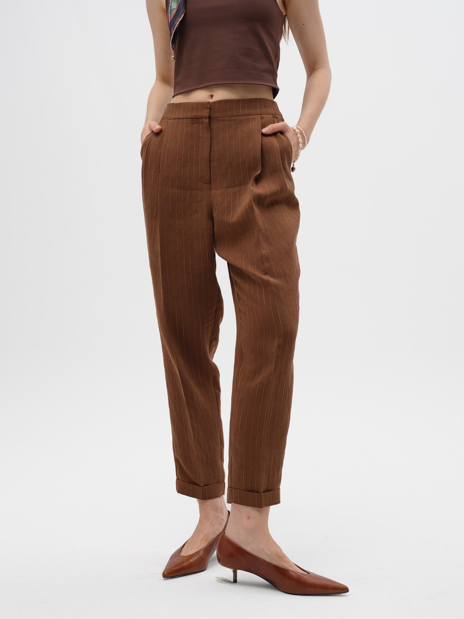 Piarbi Bilek Boy Havuç Kesim Pantolon - Enfiye Tencel Karışımlı Premium Carrot Pants Tasarım