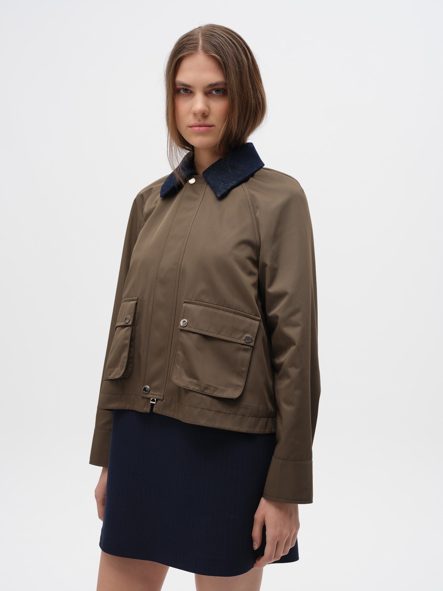Piarbi Çıkarılabilir Yakalı Kısa Hacimli Trençkot - Camel ve Haki Premium Voluminous Detachable Collar Trench Coat