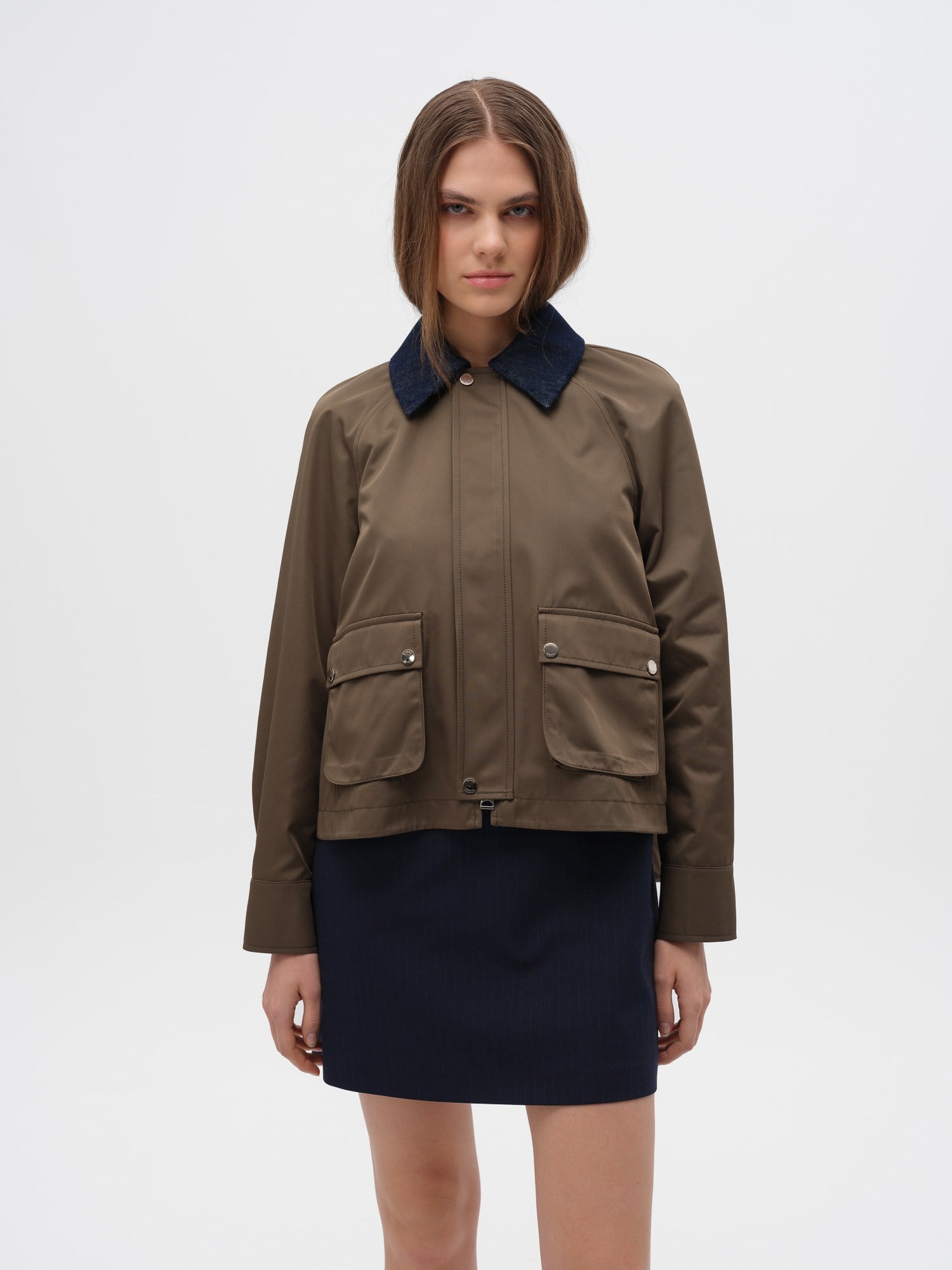 Piarbi Çıkarılabilir Yakalı Kısa Hacimli Trençkot - Camel ve Haki Premium Voluminous Detachable Collar Trench Coat