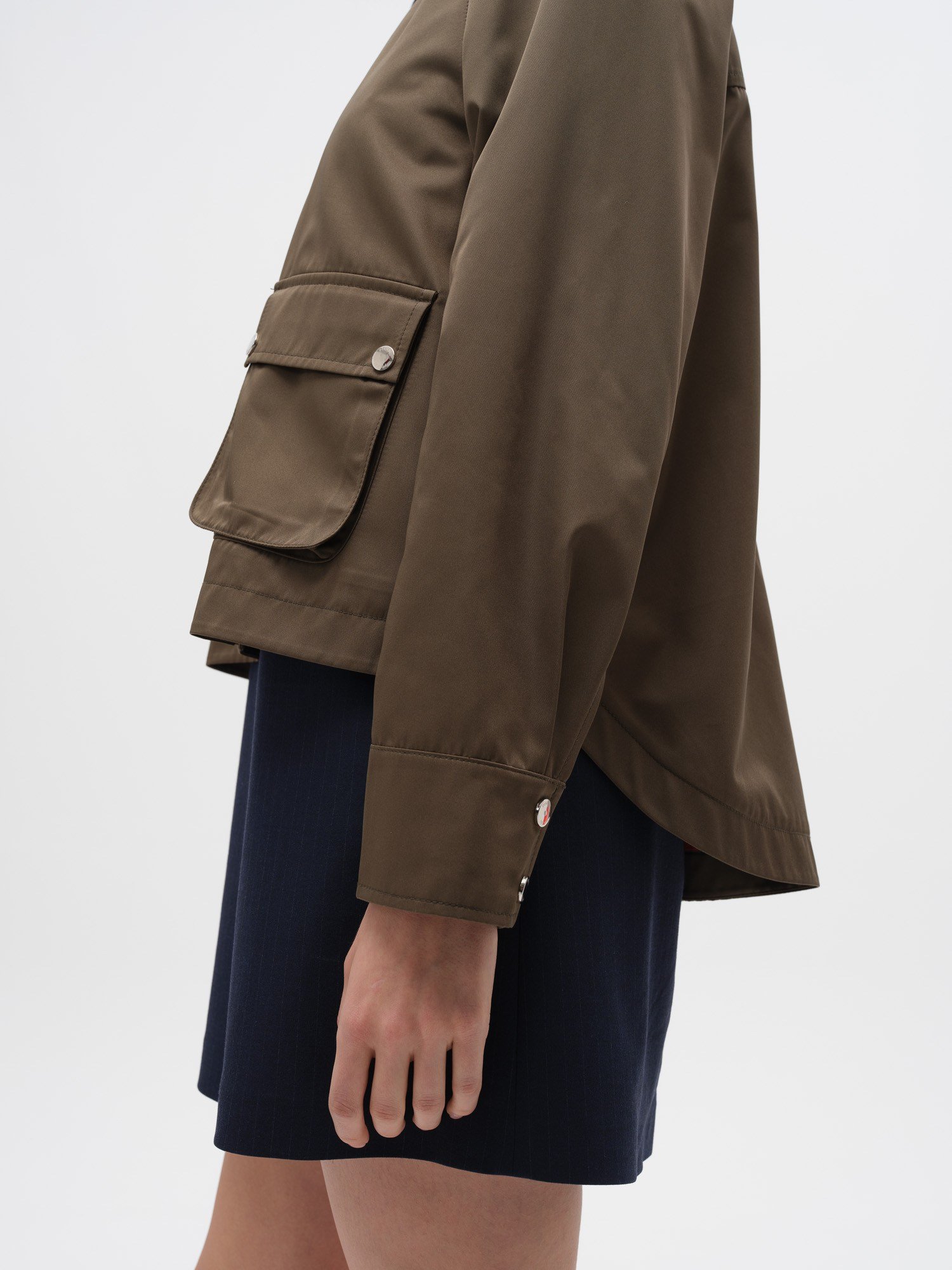 Piarbi Çıkarılabilir Yakalı Kısa Hacimli Trençkot - Camel ve Haki Premium Voluminous Detachable Collar Trench Coat