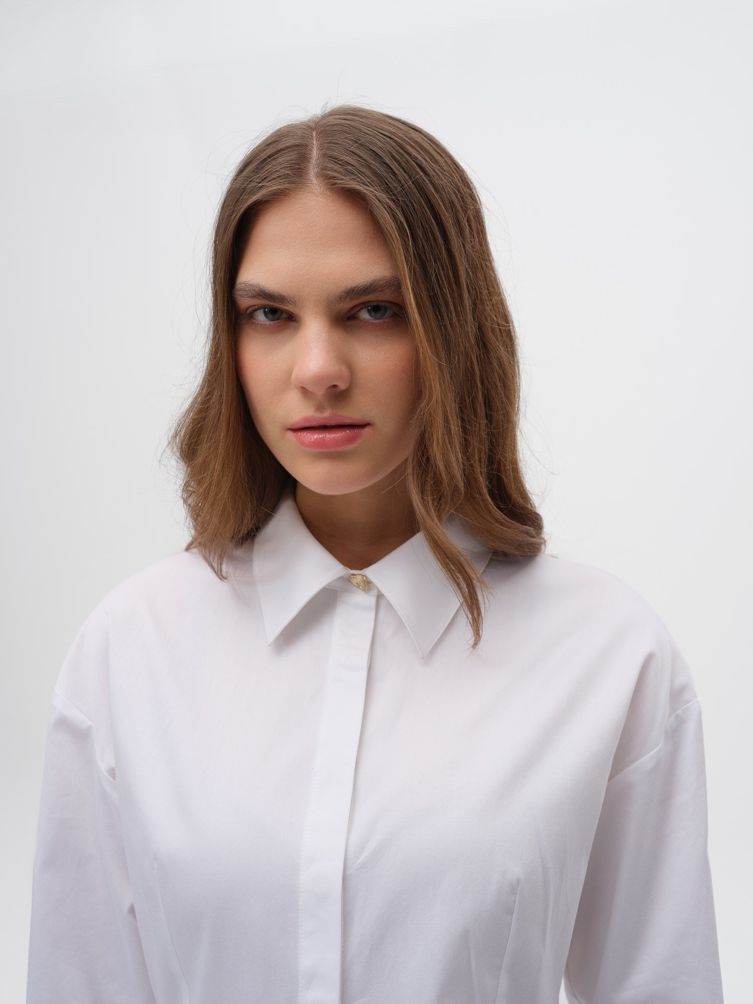 Piarbi Hacimli Fırfır Detaylı Elegant Beyaz Gömlek - %100 Kompakt Pamuk Premium Volume Frill Shirt