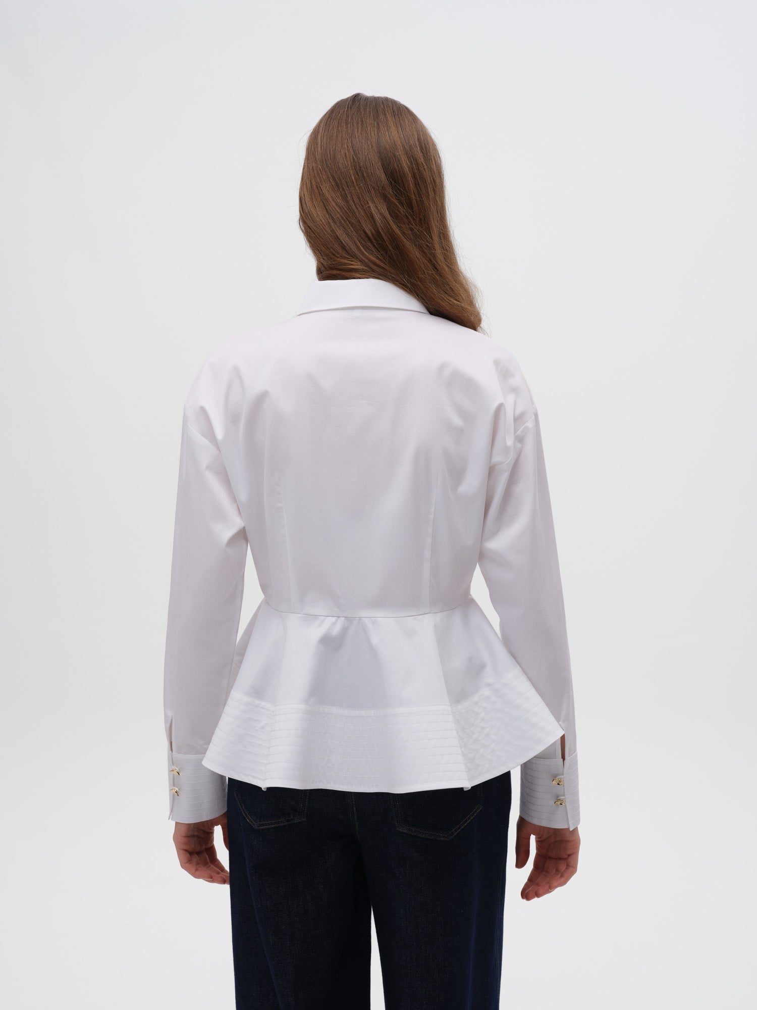 Piarbi Hacimli Fırfır Detaylı Elegant Beyaz Gömlek - %100 Kompakt Pamuk Premium Volume Frill Shirt