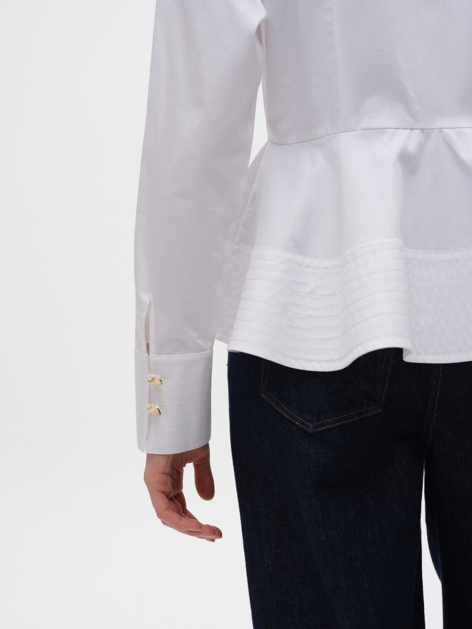 Piarbi Hacimli Fırfır Detaylı Elegant Beyaz Gömlek - %100 Kompakt Pamuk Premium Volume Frill Shirt