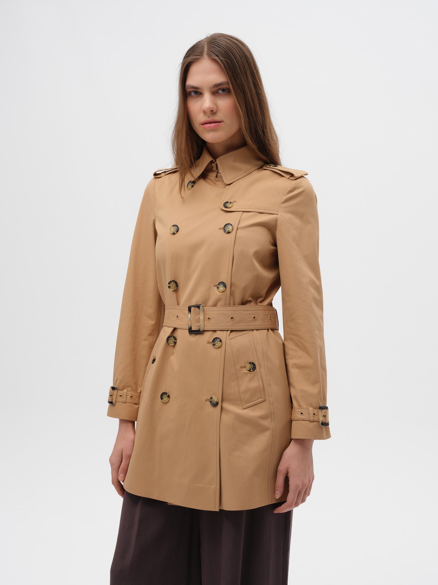 Piarbi Klasik Zarif Rüzgarlık - Camel Premium Pamuk Karışımlı Regular Fit Medium Length Windbreaker