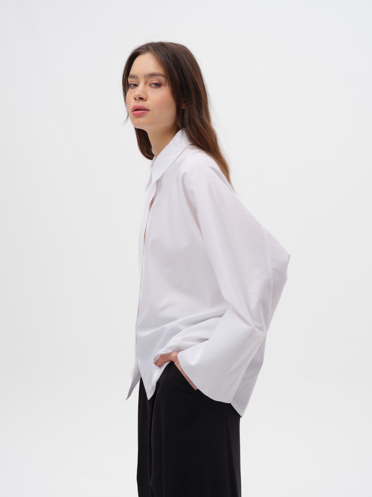 Piarbi Nakışlı Roba Detaylı Geniş Manşet Bol Kesim Gömlek - %100 Kompakt Pamuk Comfort Satin Tasarım Shirt