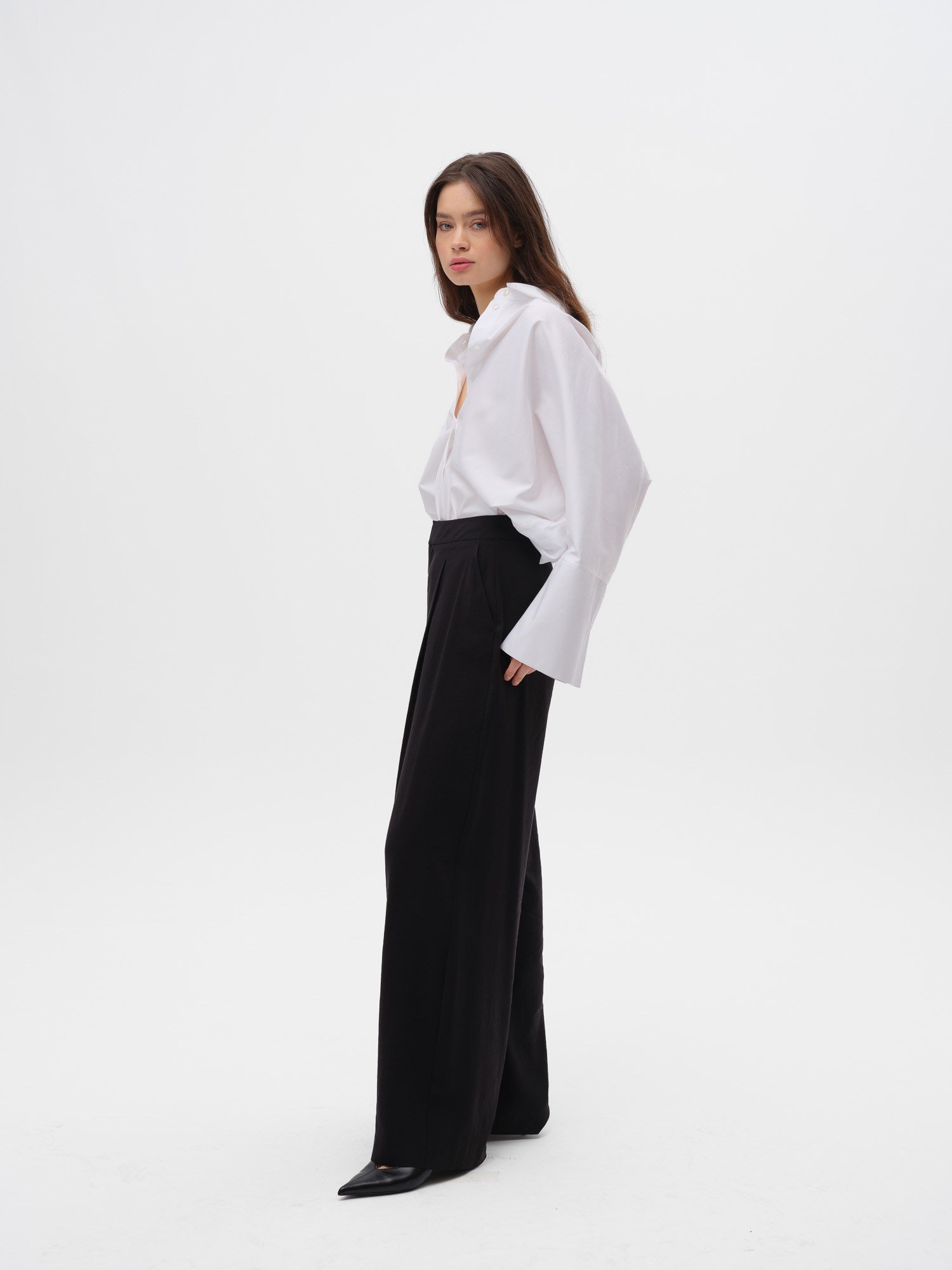 Piarbi Nakışlı Roba Detaylı Geniş Manşet Bol Kesim Gömlek - %100 Kompakt Pamuk Comfort Satin Tasarım Shirt