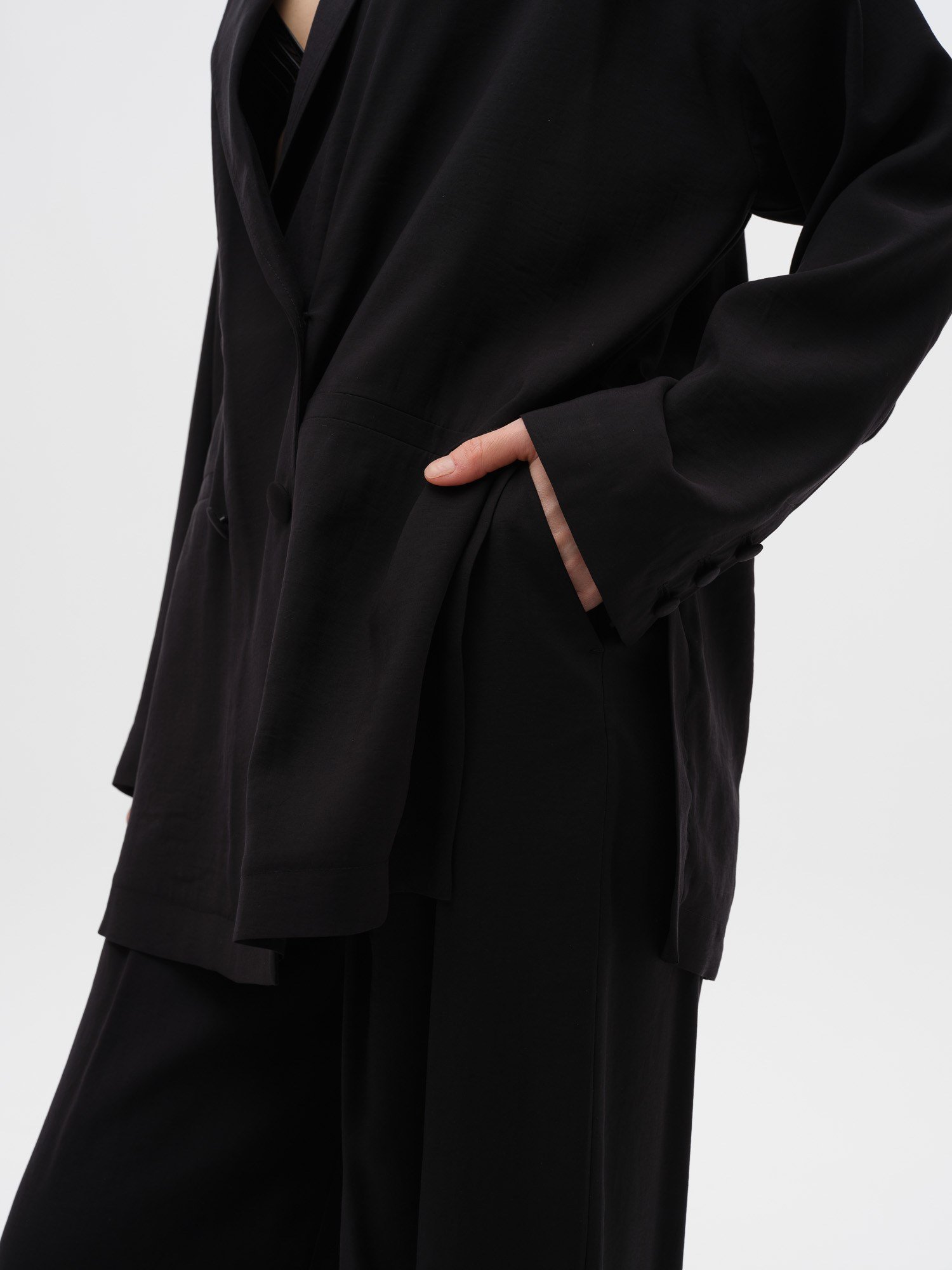 Piarbi Oversize Kruvaze Ceket - Mikro Modal & Tencel Dökümlü Form
