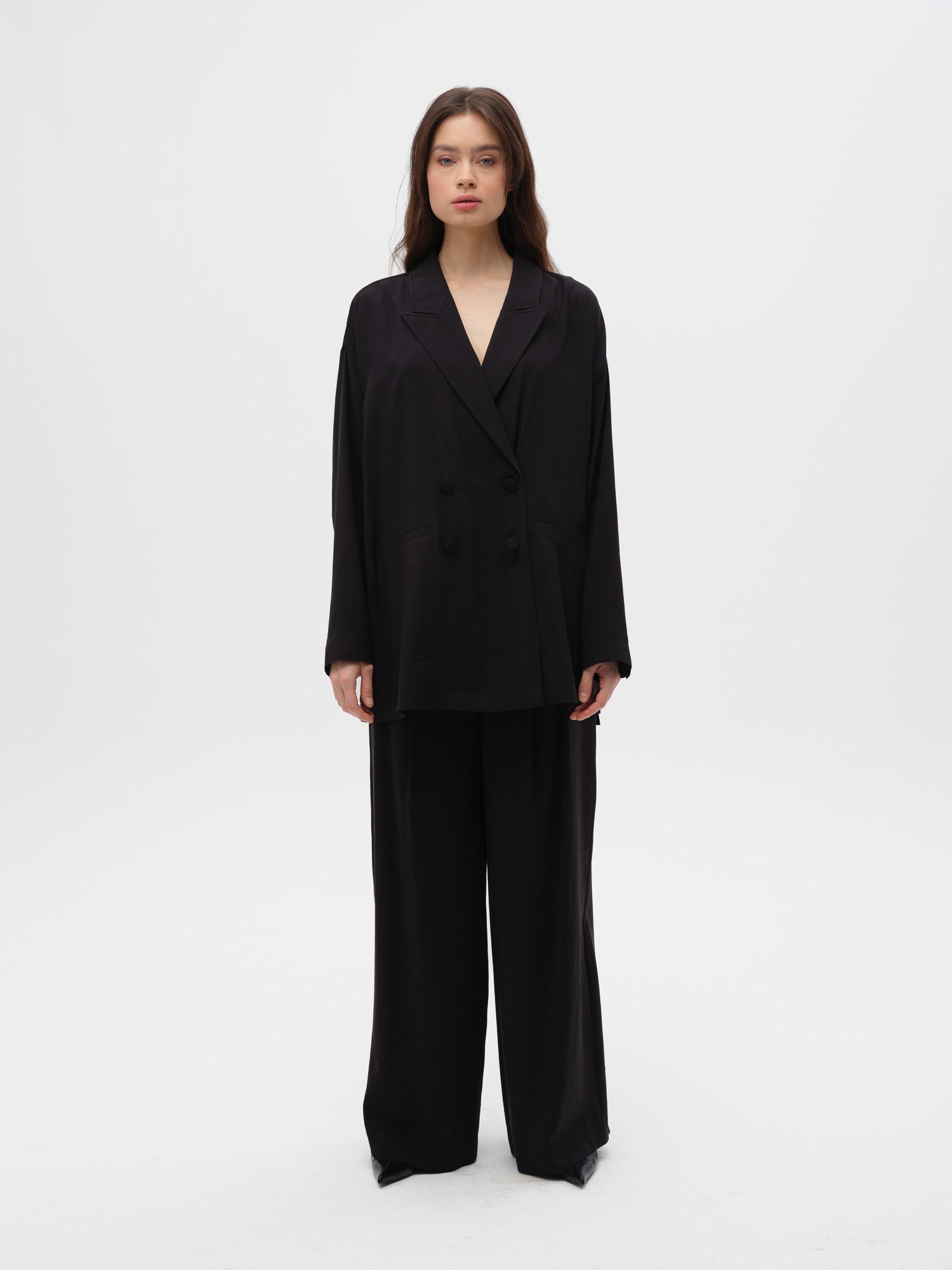 Piarbi Oversize Kruvaze Ceket - Mikro Modal & Tencel Dökümlü Form