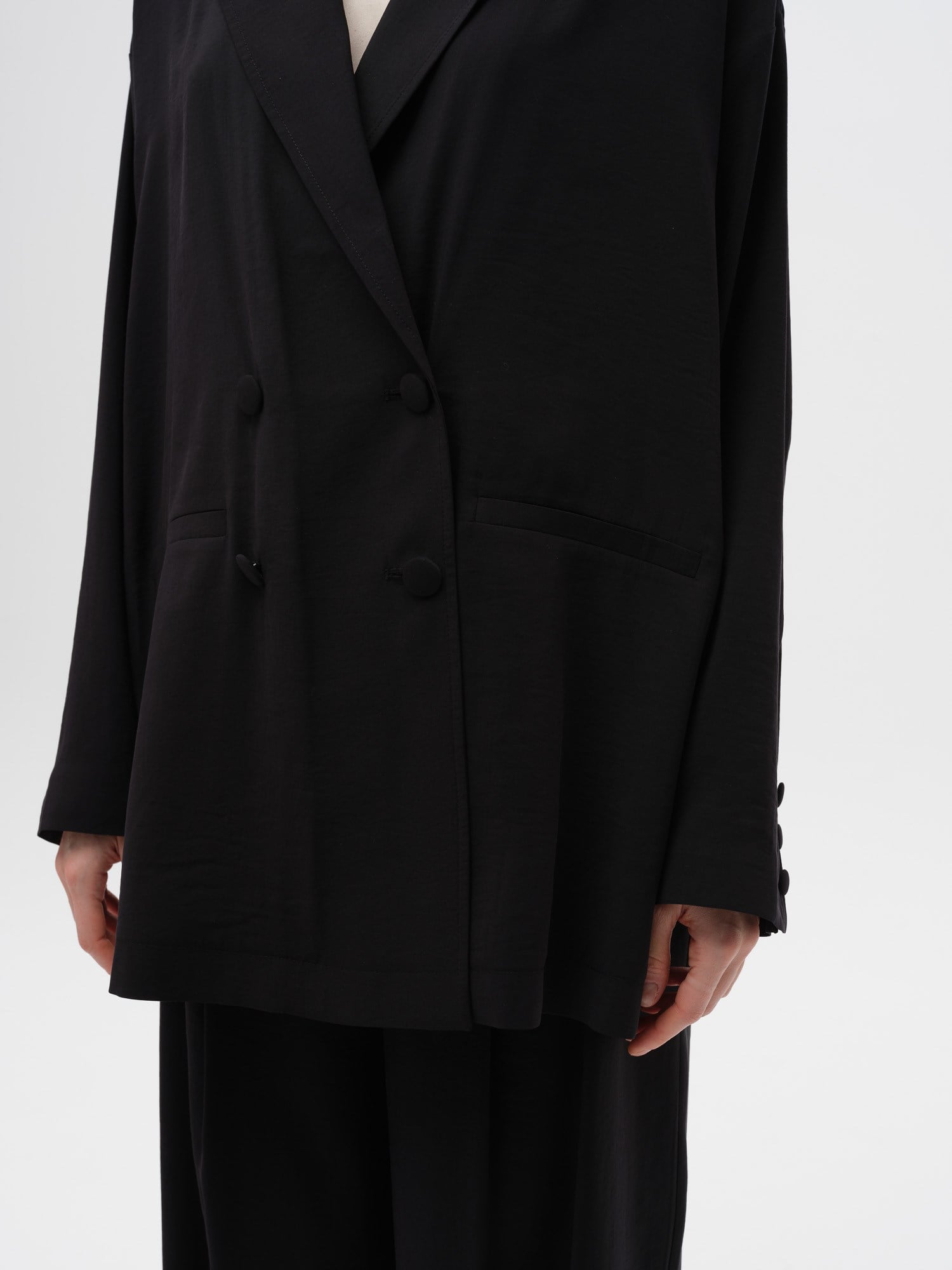 Piarbi Oversize Kruvaze Ceket - Mikro Modal & Tencel Dökümlü Form