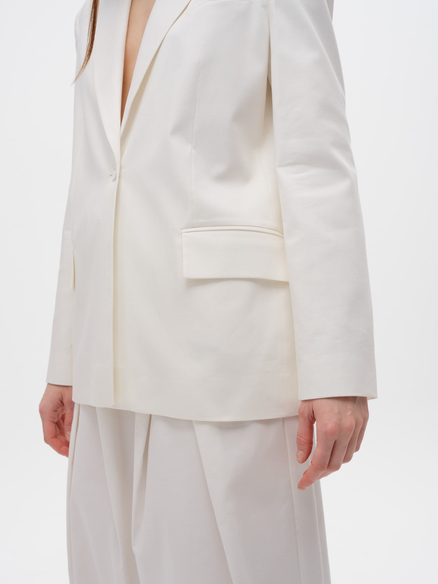 Piarbi Pamuk & Modal Karışımlı Ceket - Off White Clean Look Regular Fit