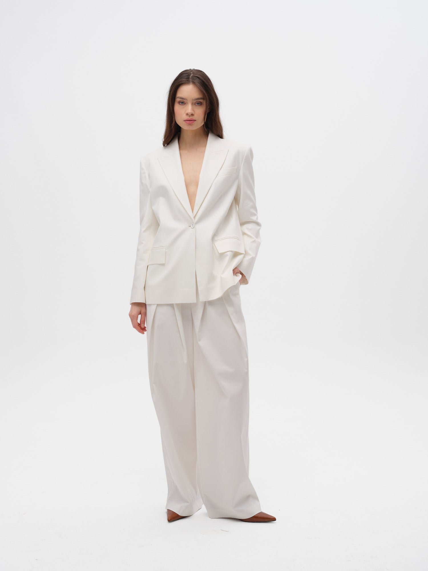 Piarbi Pamuk & Modal Karışımlı Ceket - Off White Clean Look Regular Fit
