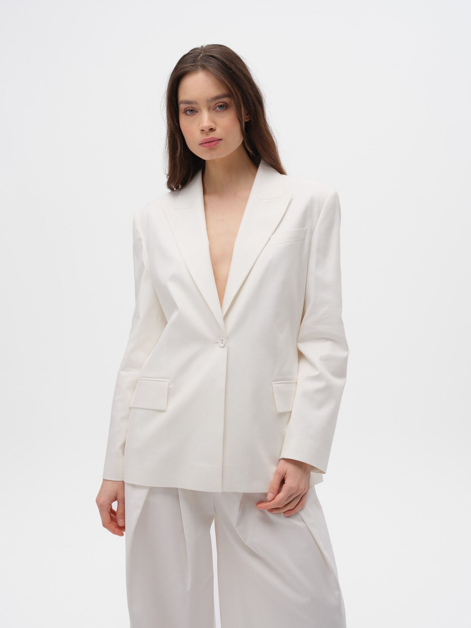 Piarbi Pamuk & Modal Karışımlı Ceket - Off White Clean Look Regular Fit
