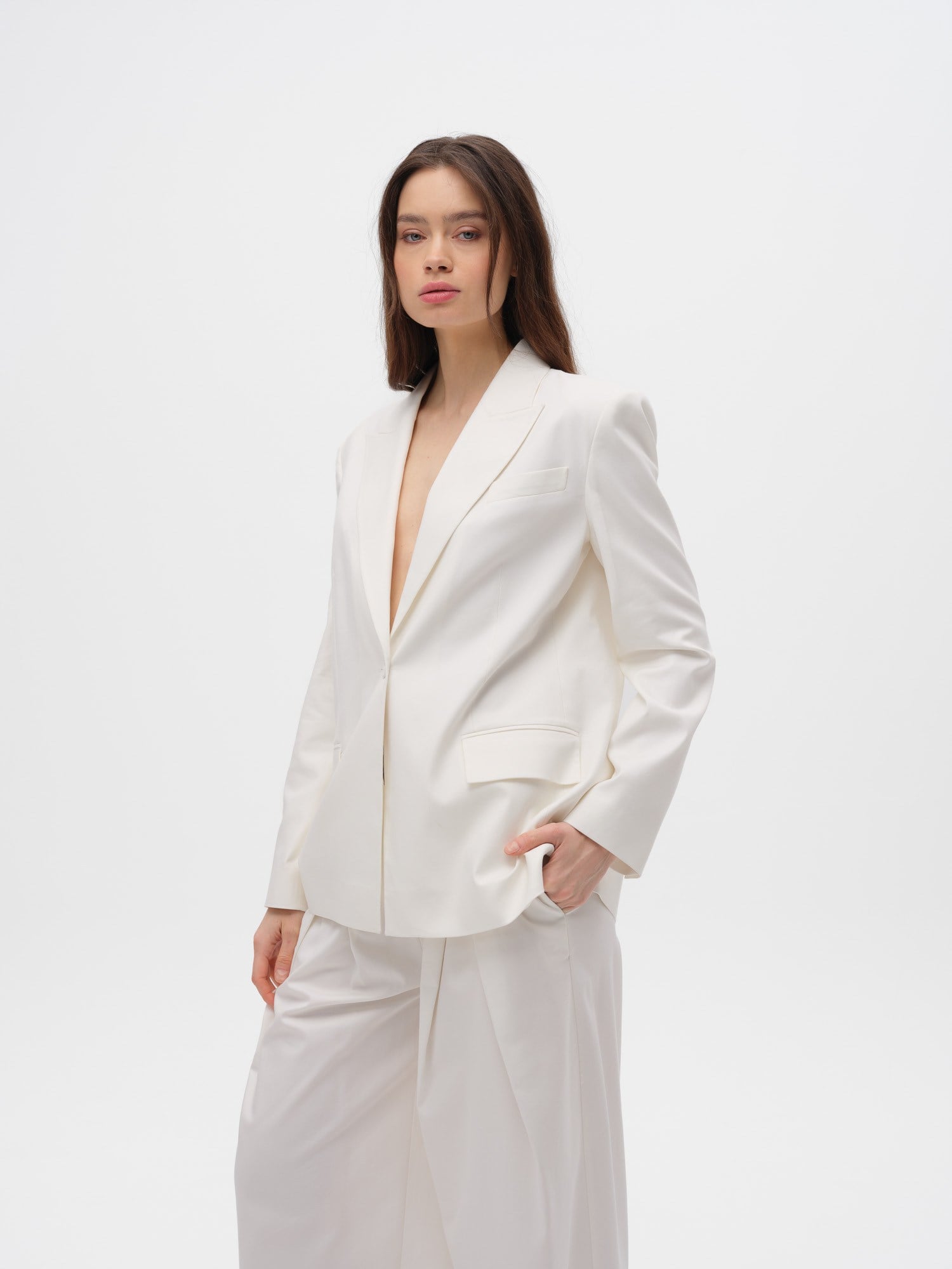 Piarbi Pamuk & Modal Karışımlı Ceket - Off White Clean Look Regular Fit