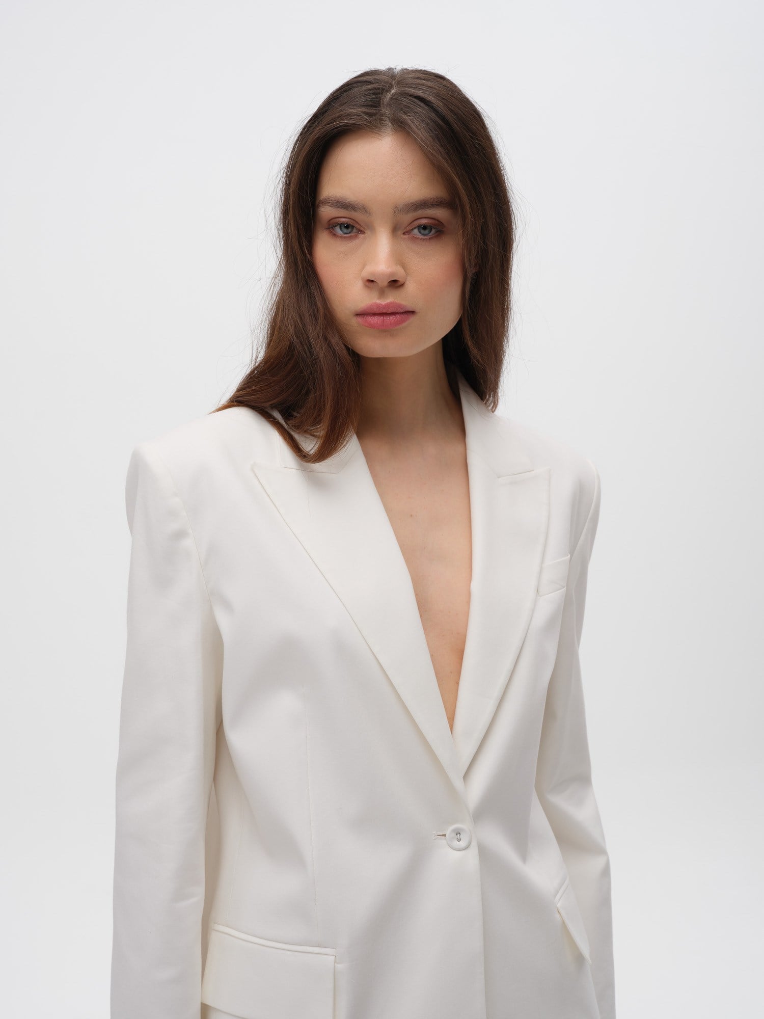 Piarbi Pamuk & Modal Karışımlı Ceket - Off White Clean Look Regular Fit