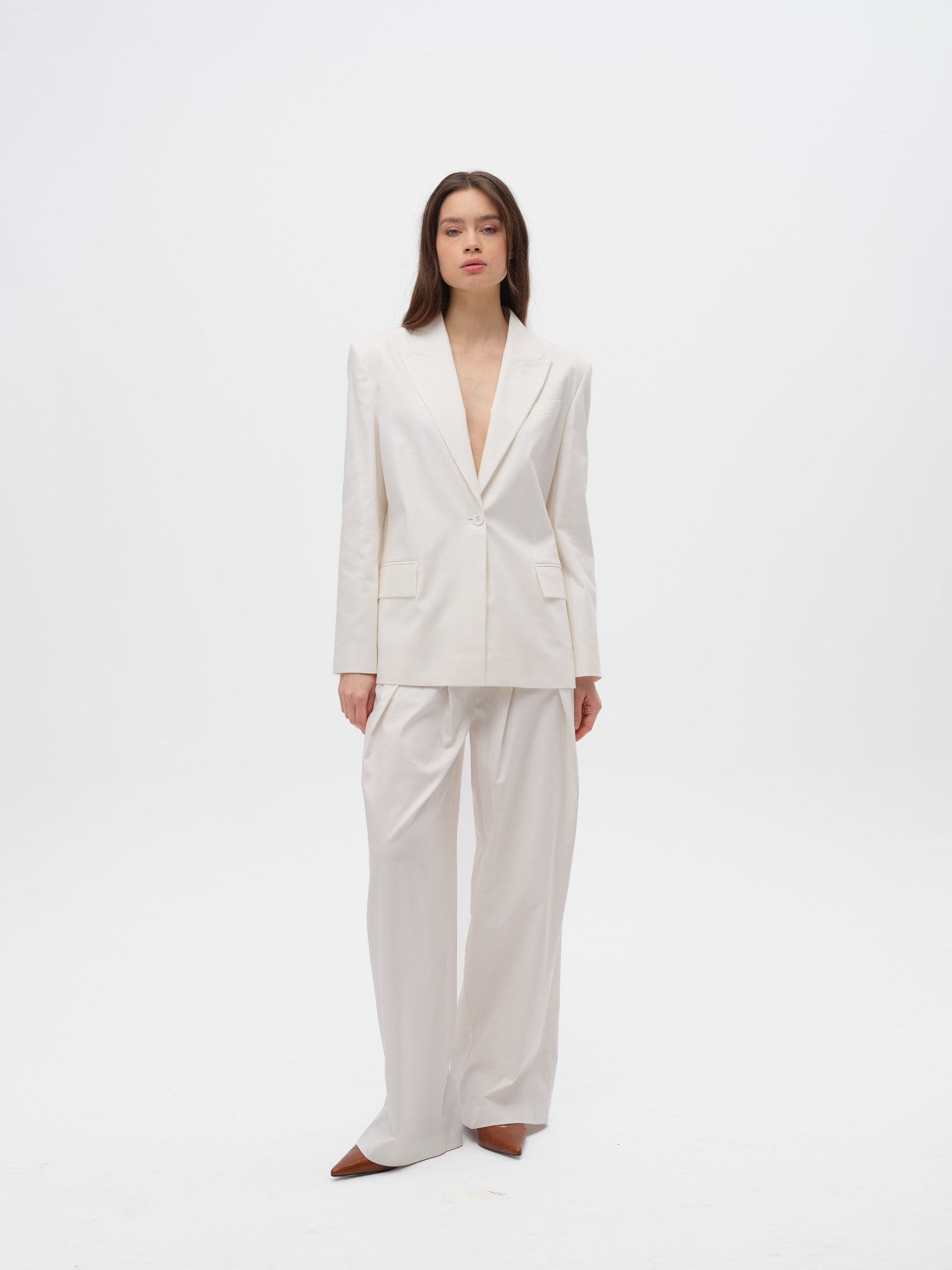 Piarbi Pamuk & Modal Karışımlı Ceket - Off White Clean Look Regular Fit