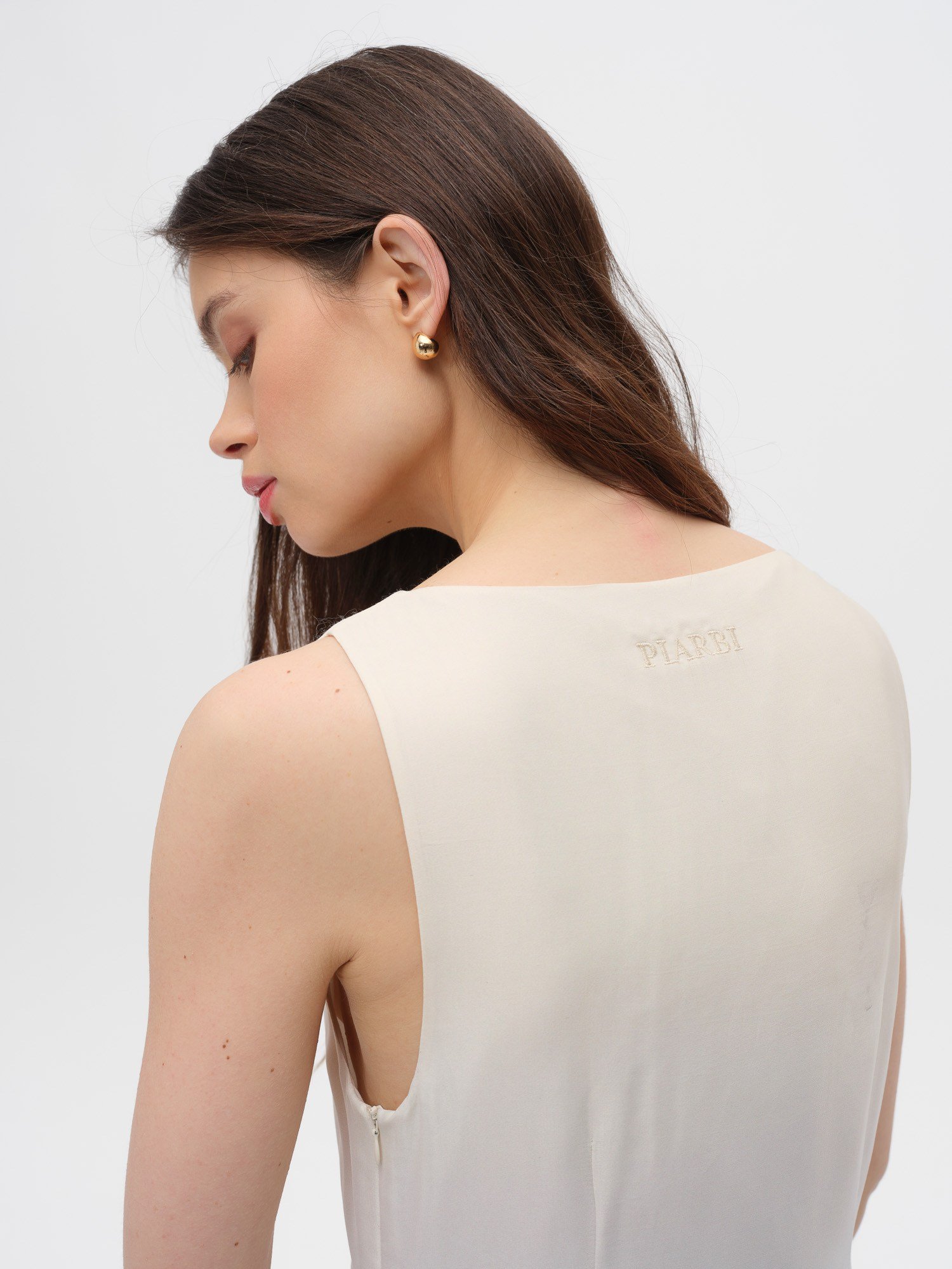 Piarbi Rahat Kesim Desenli Floş Viskon Uzun Elbise - Lacivert Premium Akışkan Sleeveless Maxi Dress