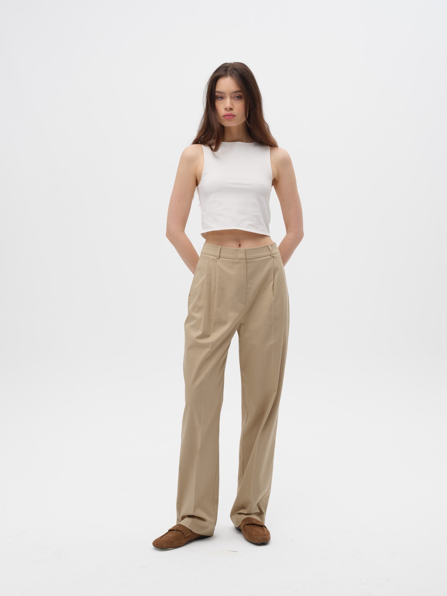 Piarbi Regular Fit Minimal Tasarım Pantolon - Toz Pembe & Gölge Pamuk Modal Karışımlı Premium Pantolon Koleksiyonu