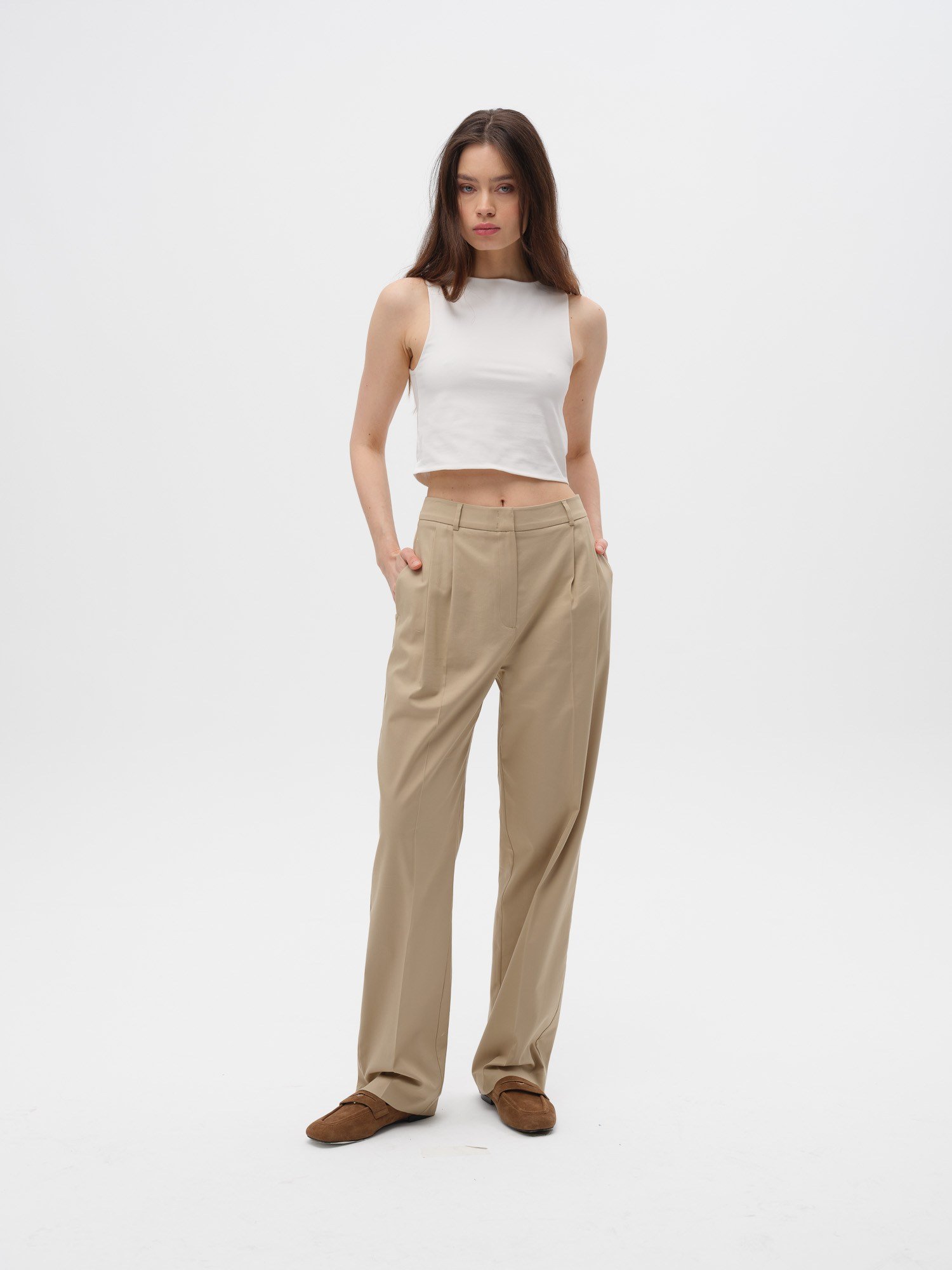 Piarbi Regular Fit Minimal Tasarım Pantolon - Toz Pembe & Gölge Pamuk Modal Karışımlı Premium Pantolon Koleksiyonu