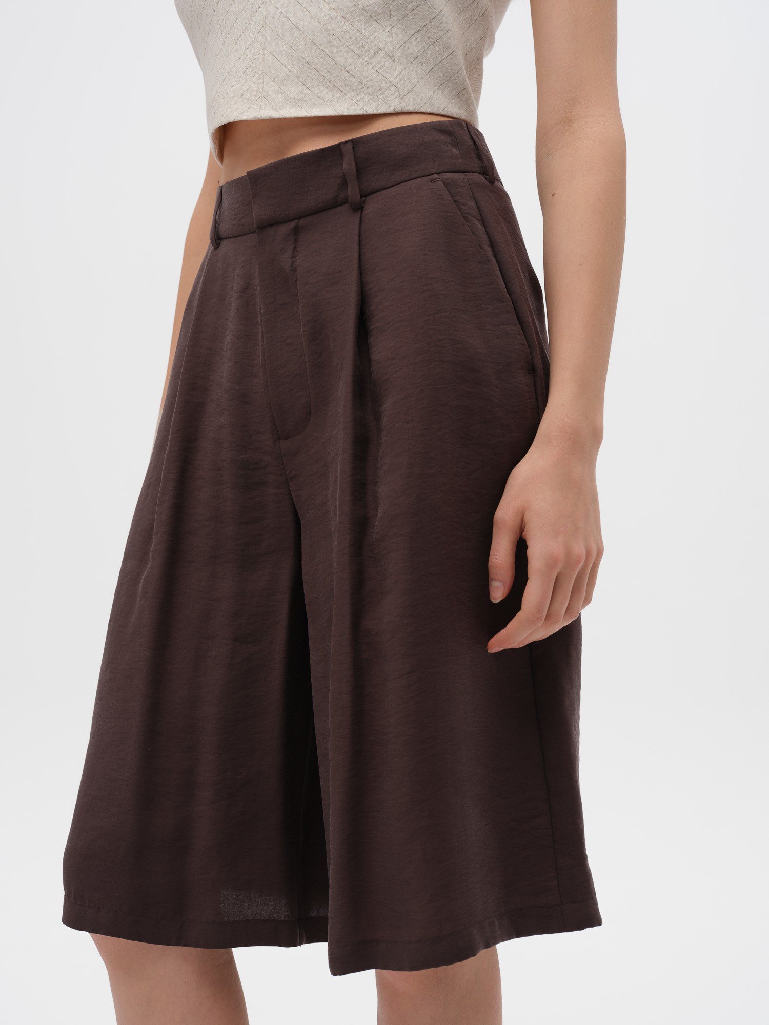 Piarbi Urban Bermuda Şort - Siyah ve Kahve Premium Mikro Modal Akışkan Kesim Mid-high Waist Shorts