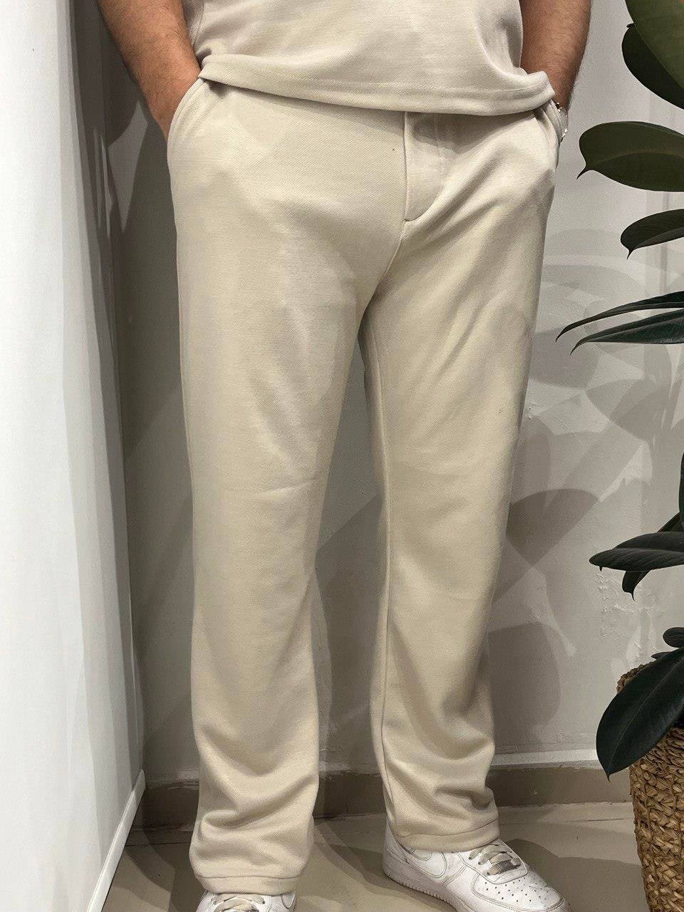 BEJ LİKRALI POLO YAKA TİŞÖRT PANTOLON TAKIM 