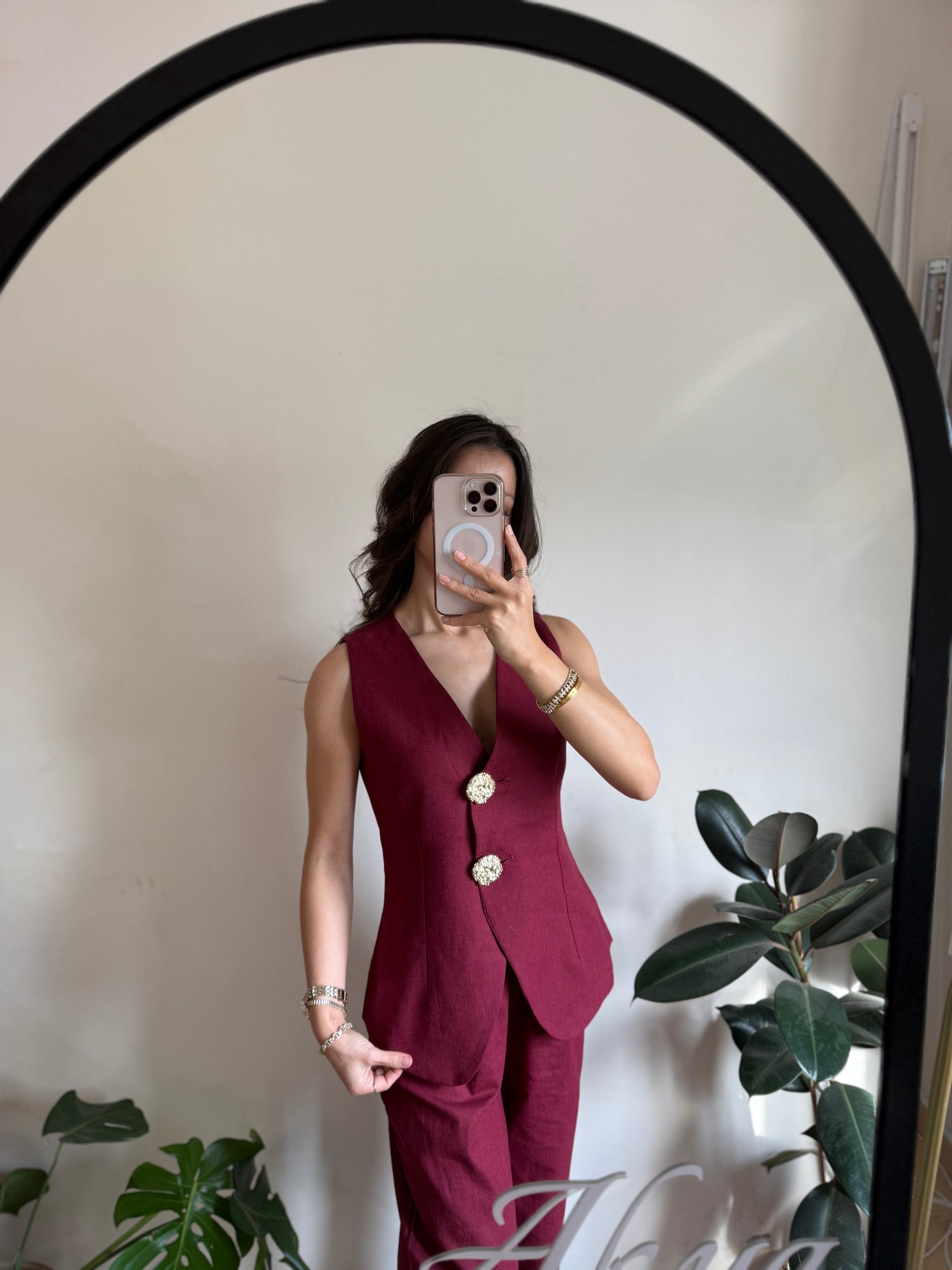 Bordo Gold Detaylı Takım 
