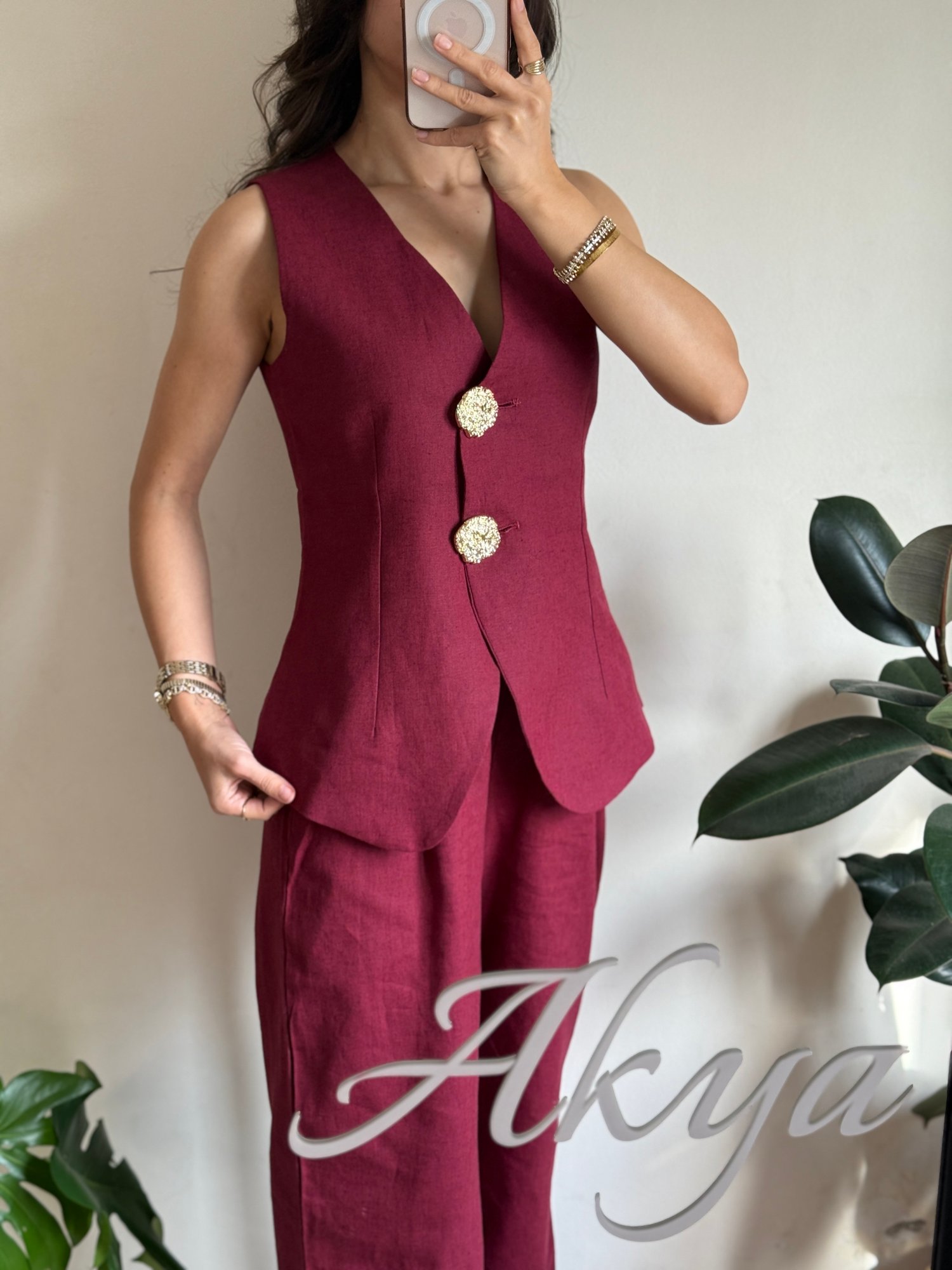 Bordo Gold Detaylı Takım 
