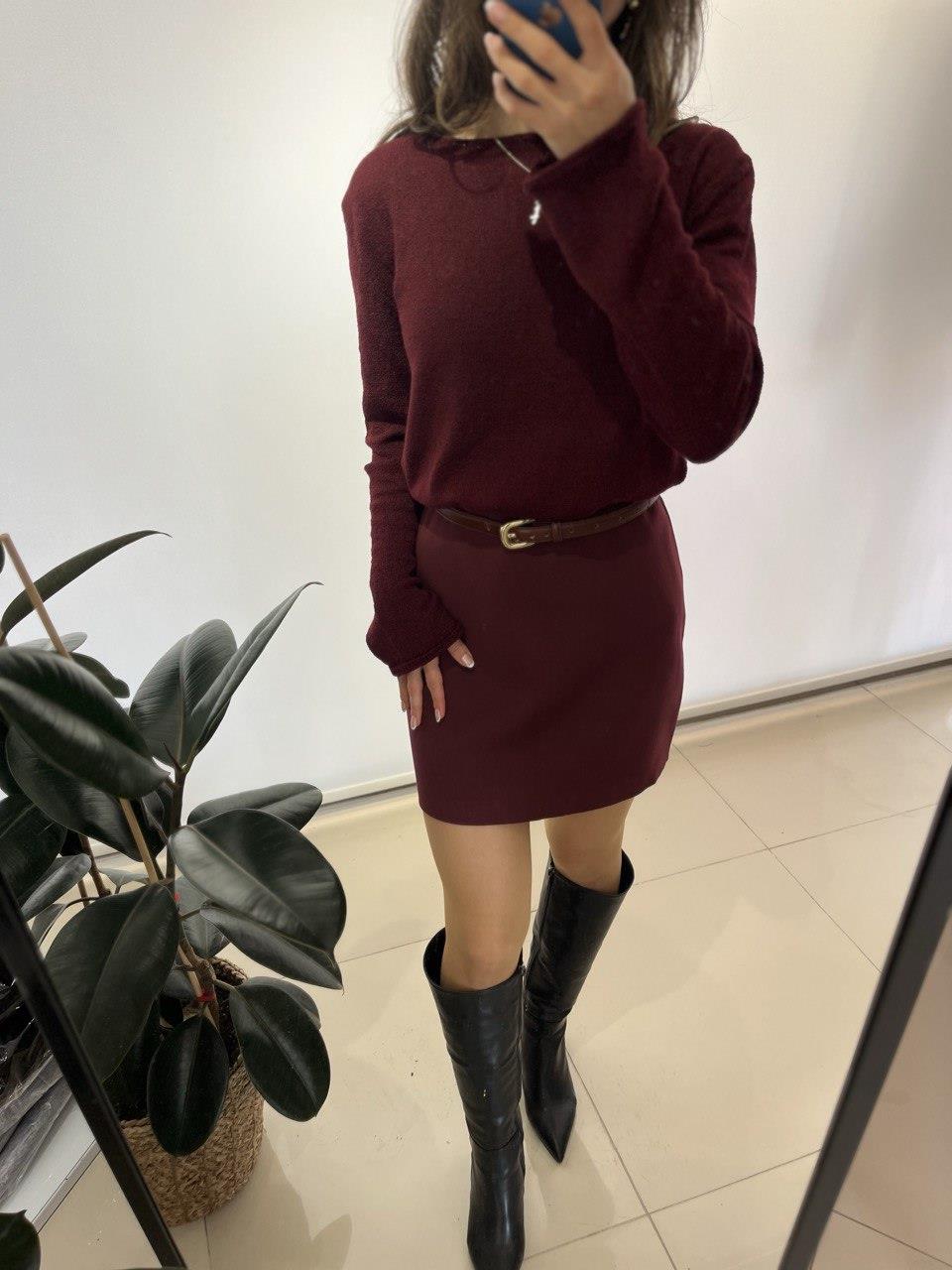 BORDO PREMİUM MİNİ ETEK 