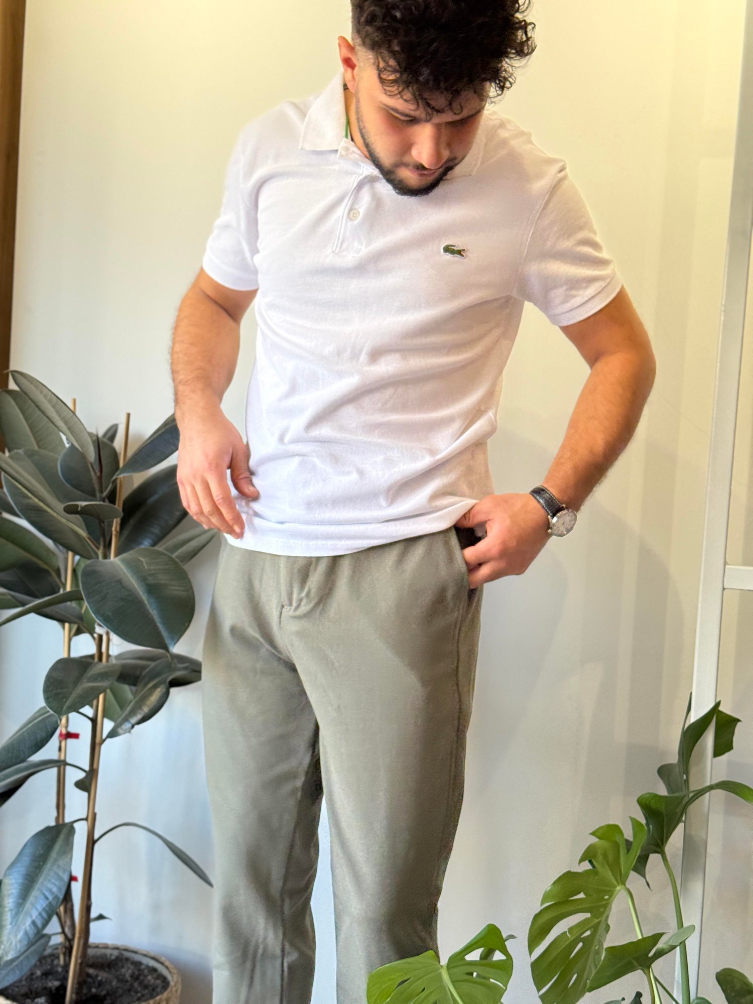 HAKİ YEŞİL  BELİ LASTİKLİ İPLİ PANTOLON 