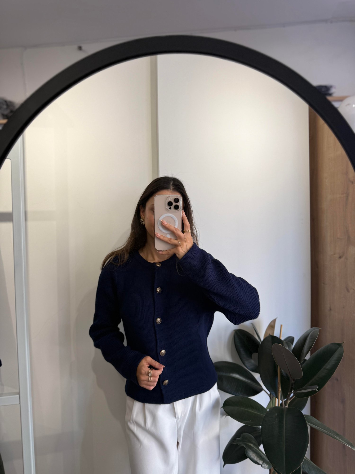 LACİVERT GOLD DÜĞMELİ TRİKO HIRKA 