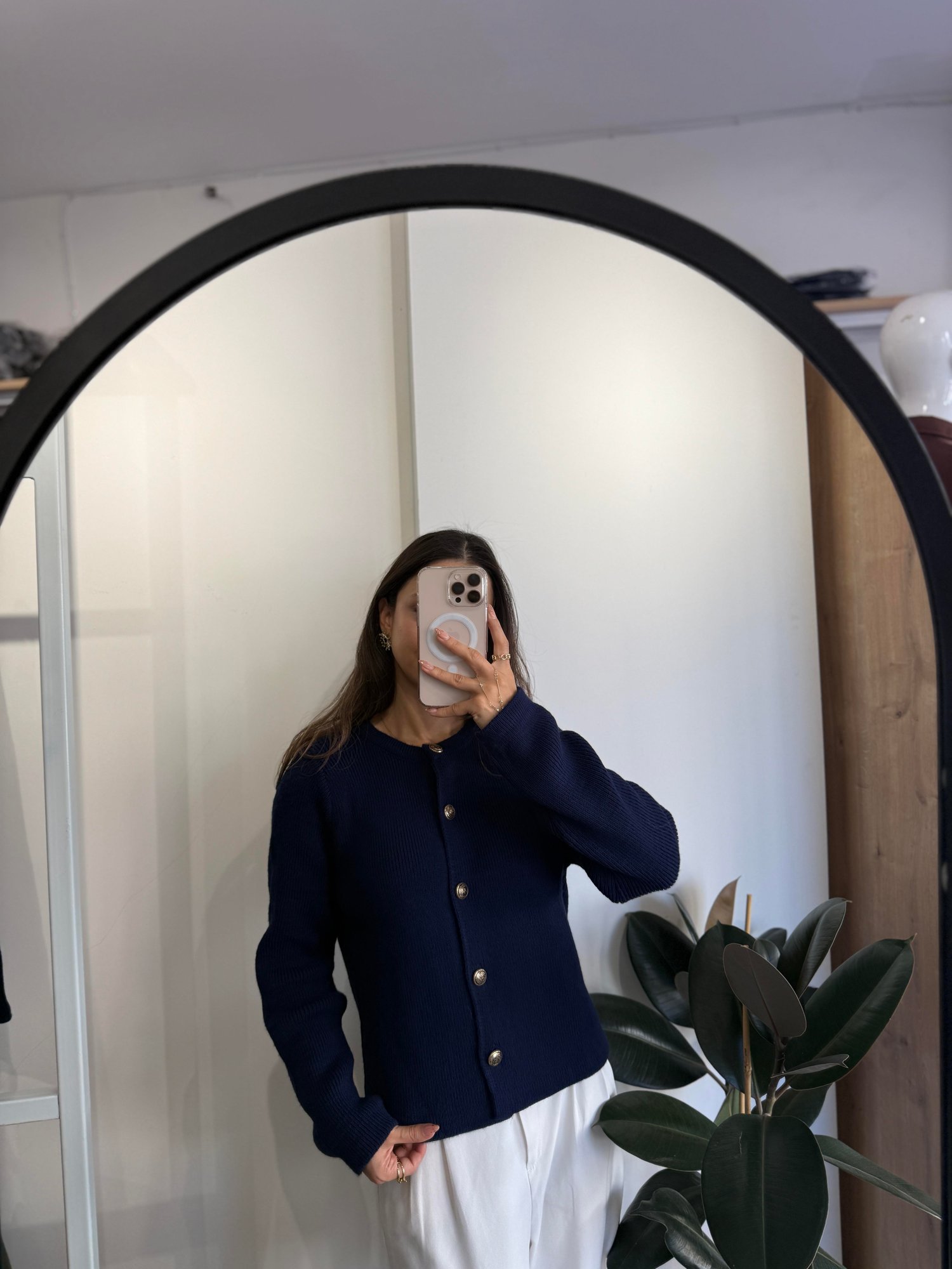LACİVERT GOLD DÜĞMELİ TRİKO HIRKA 