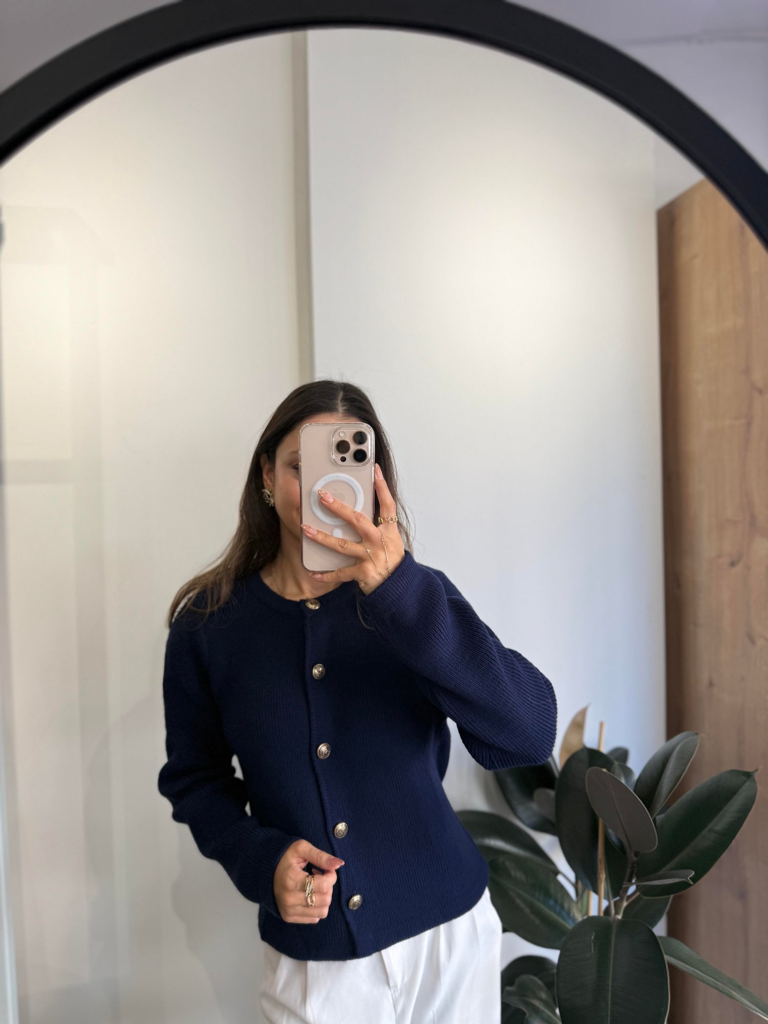 LACİVERT GOLD DÜĞMELİ TRİKO HIRKA 