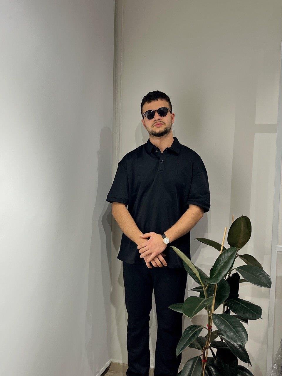 SİYAH LİKRALI POLO YAKA TİŞÖRT PANTOLON TAKIM 