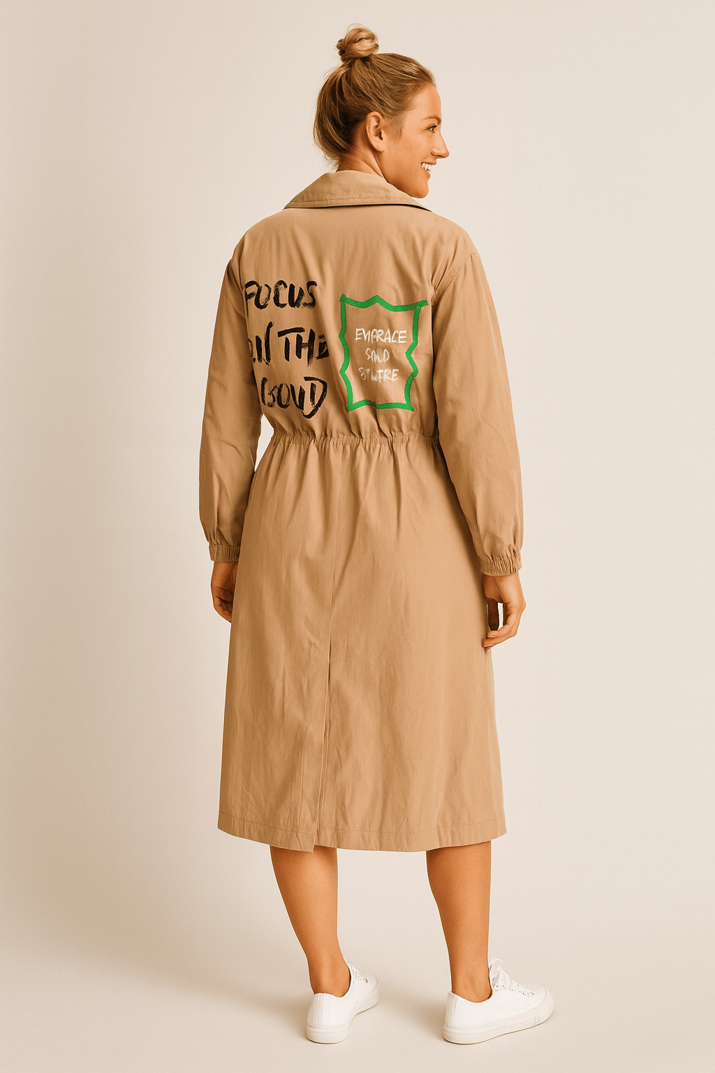 BASKILI KAHVERENGI TRENCHCOAT