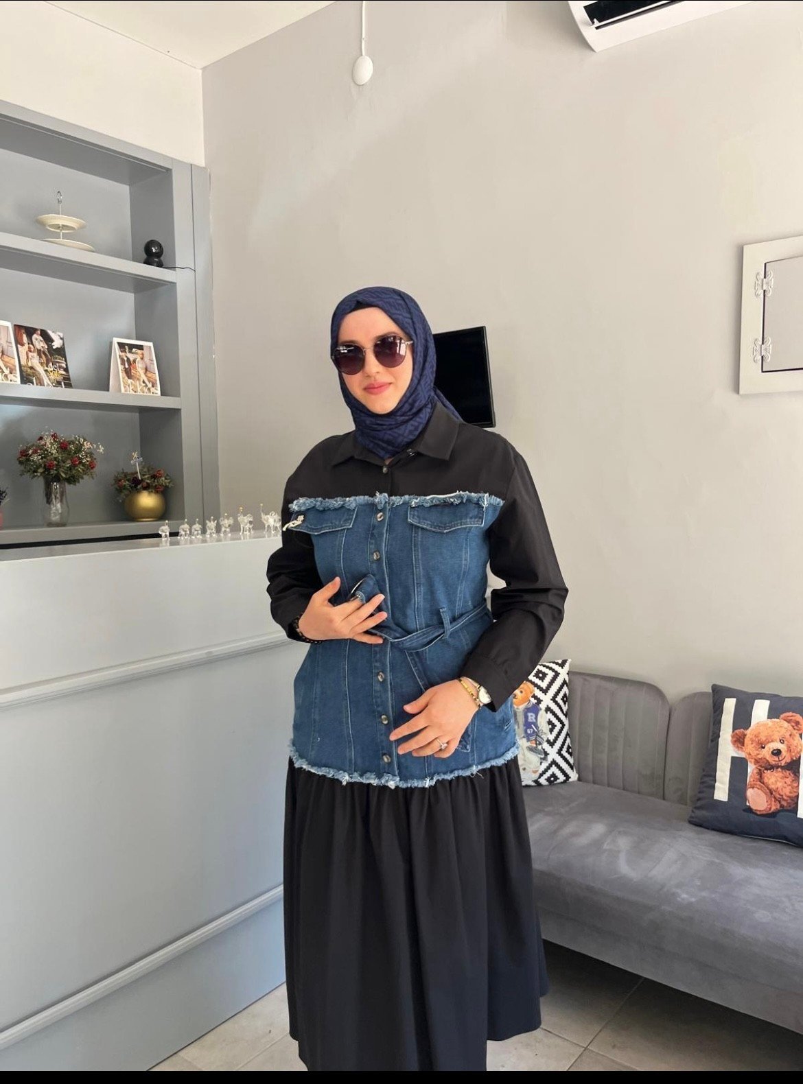 JEAN DETAYLI ELBİSE