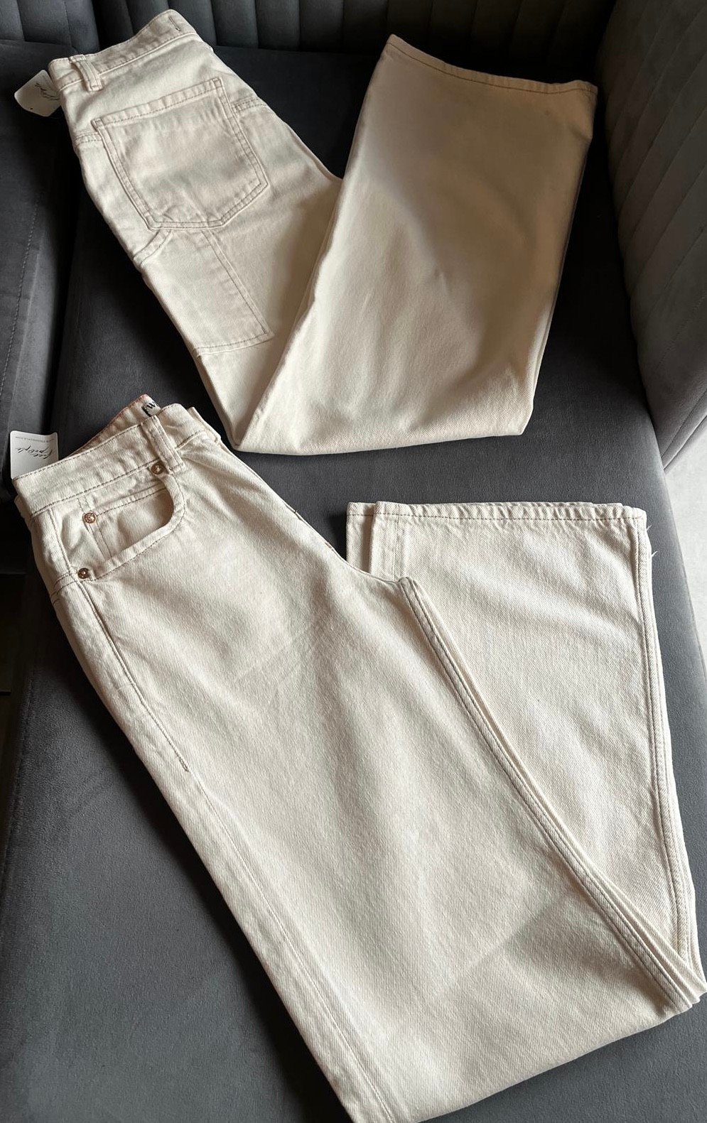 KREM BORU PAÇA JEAN PANTOLON