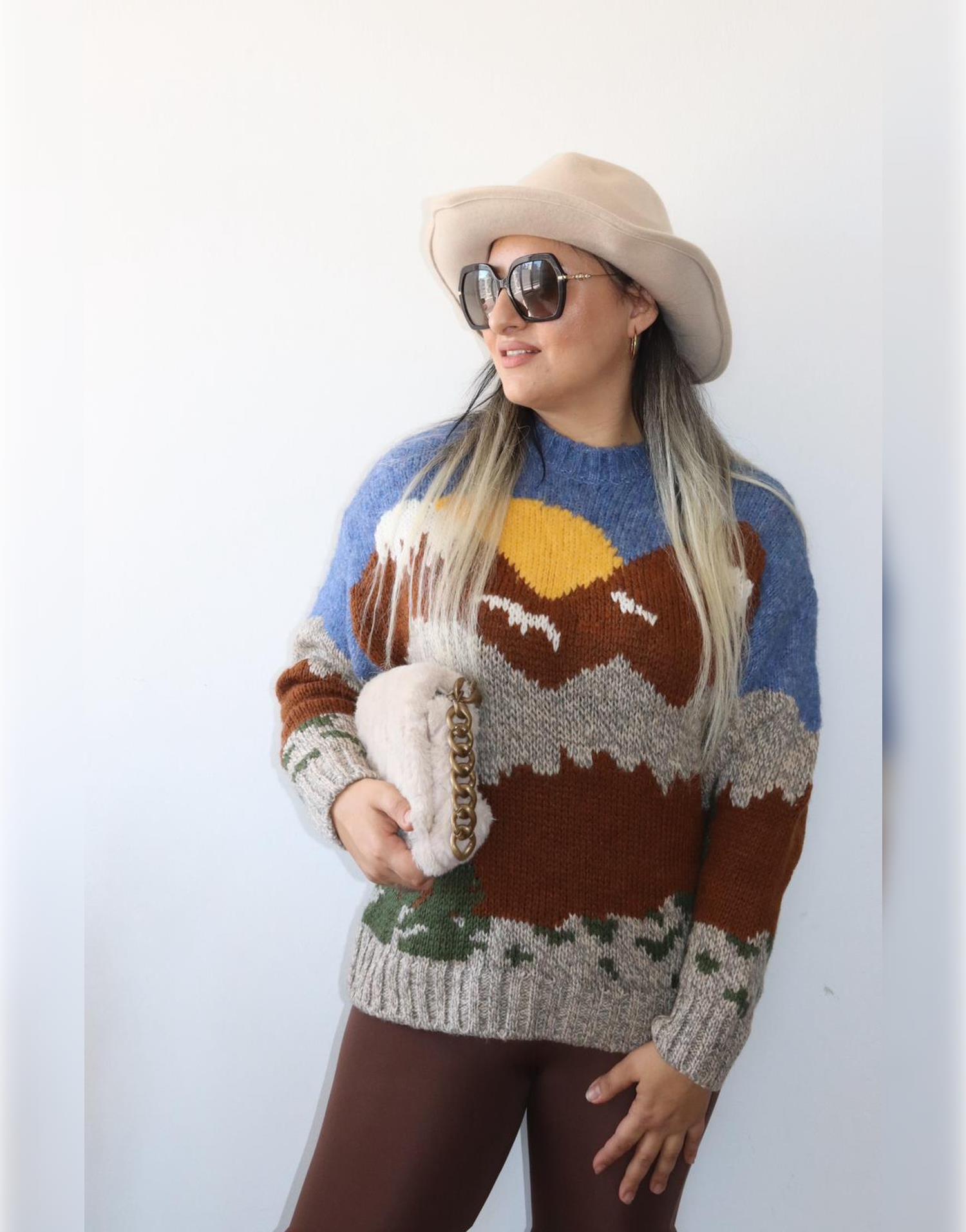 Desenli Oversize Triko Kazak