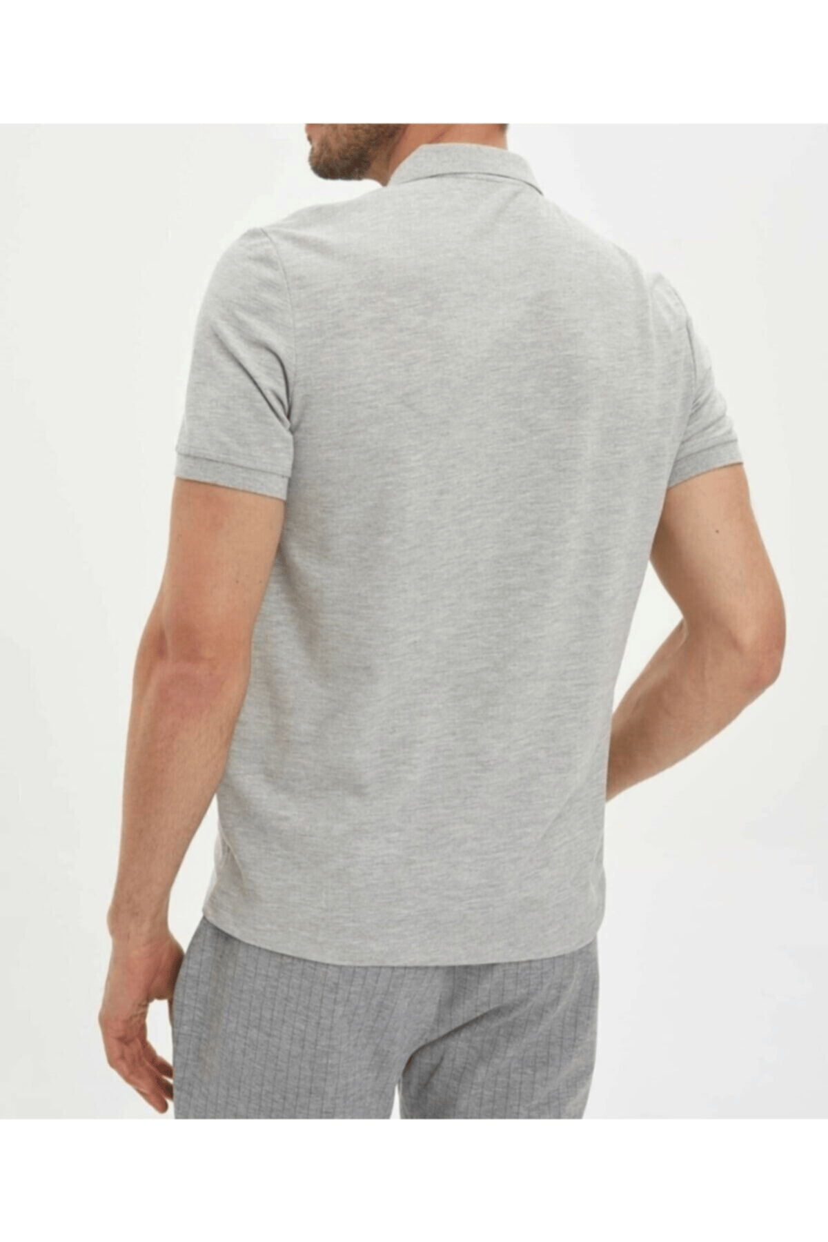 Erkek Gri Basic Polo Yaka T-shirt