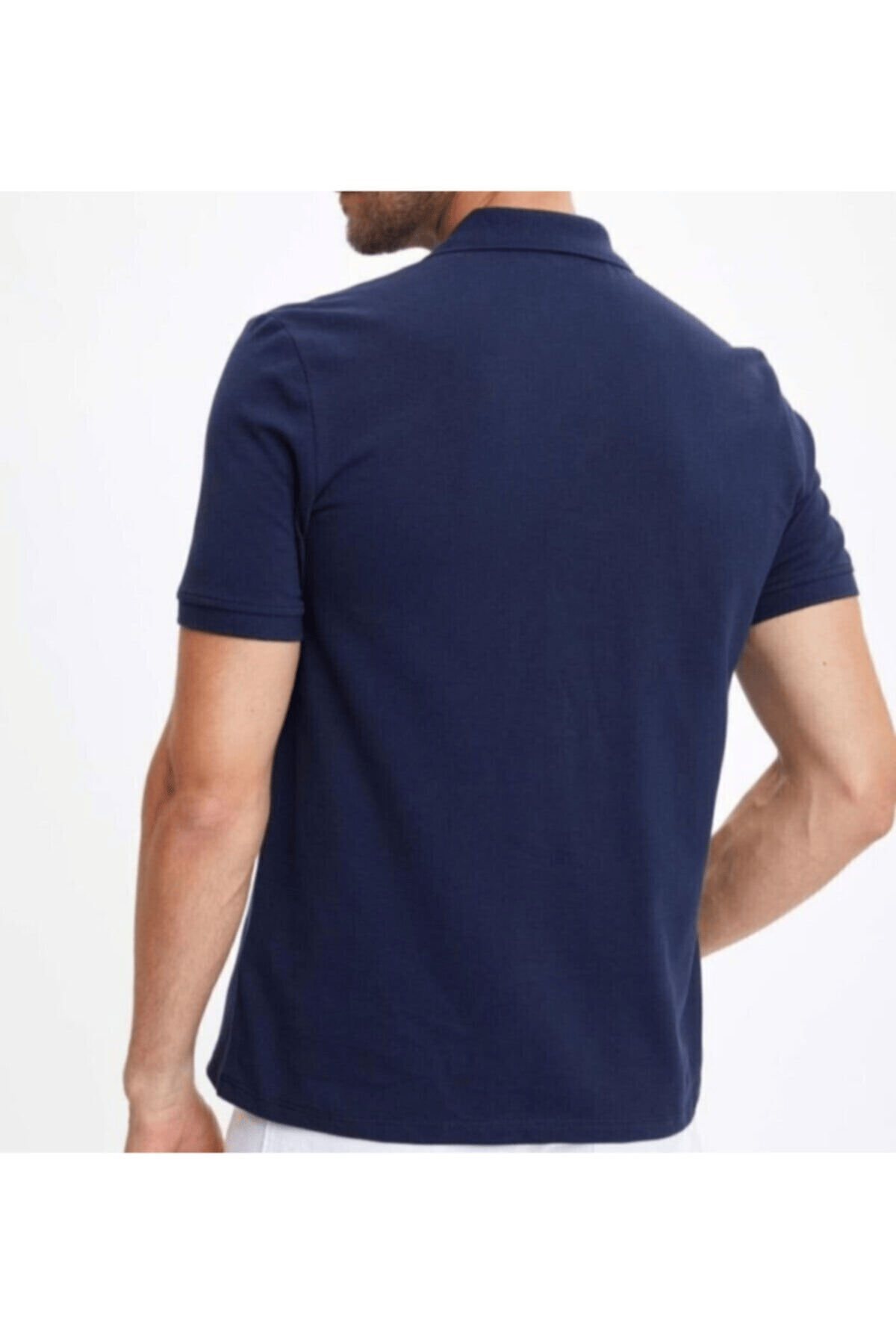 Erkek Lacivert Polo Yaka Slimfit Basic Tshirt