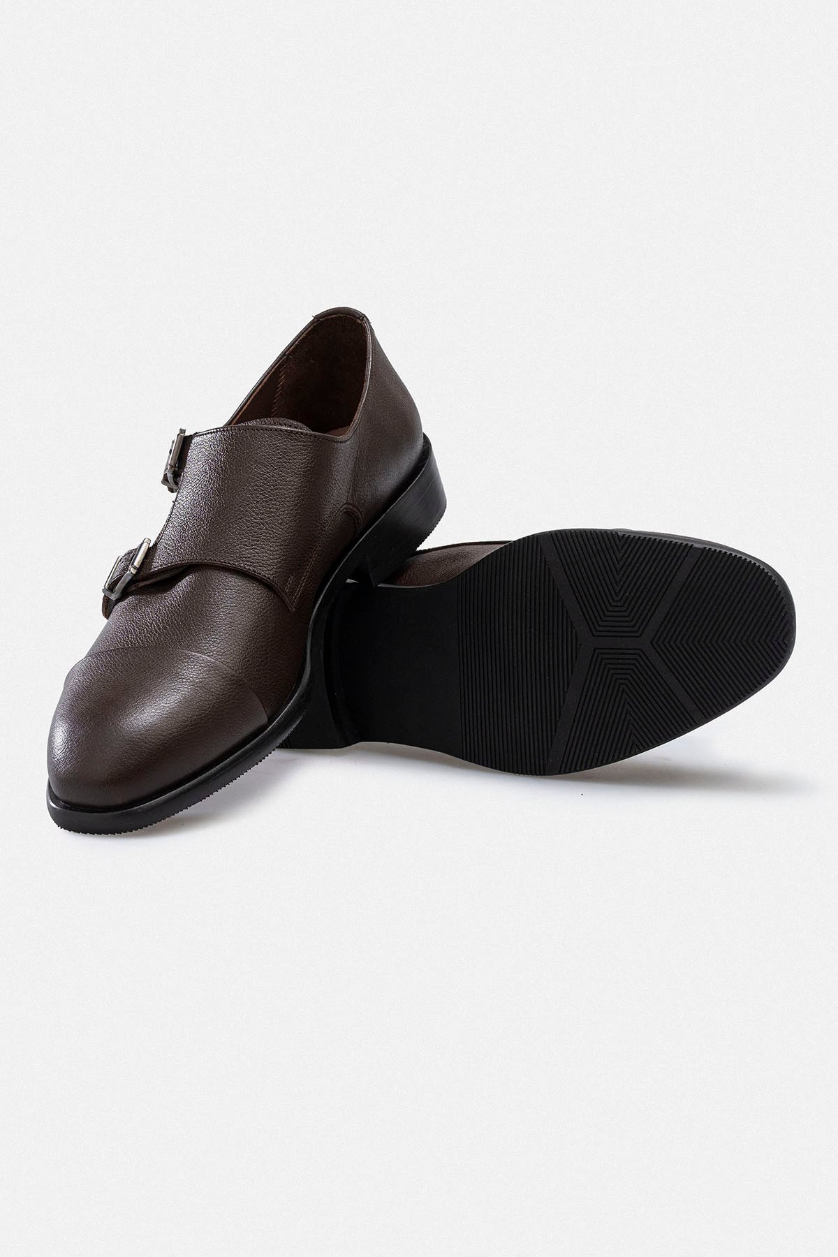 RUJO VAULT Hakiki Deri El İşçiliği Çift Tokalı Monk Strap Erkek Ayakkabı SİYAH