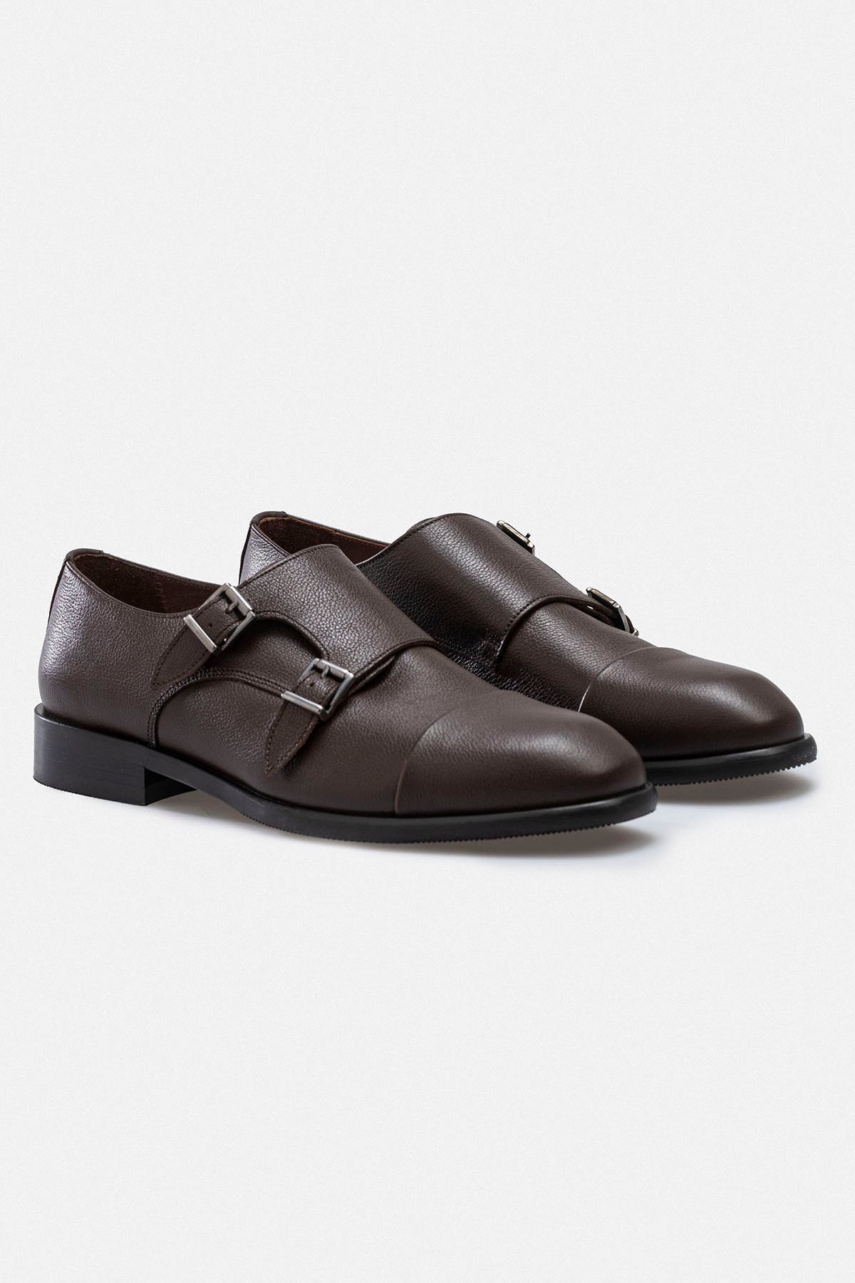 RUJO VAULT Hakiki Deri El İşçiliği Çift Tokalı Monk Strap Erkek Ayakkabı SİYAH
