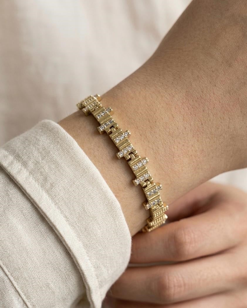 14K Xuping Asimetrik Dizim Bileklik