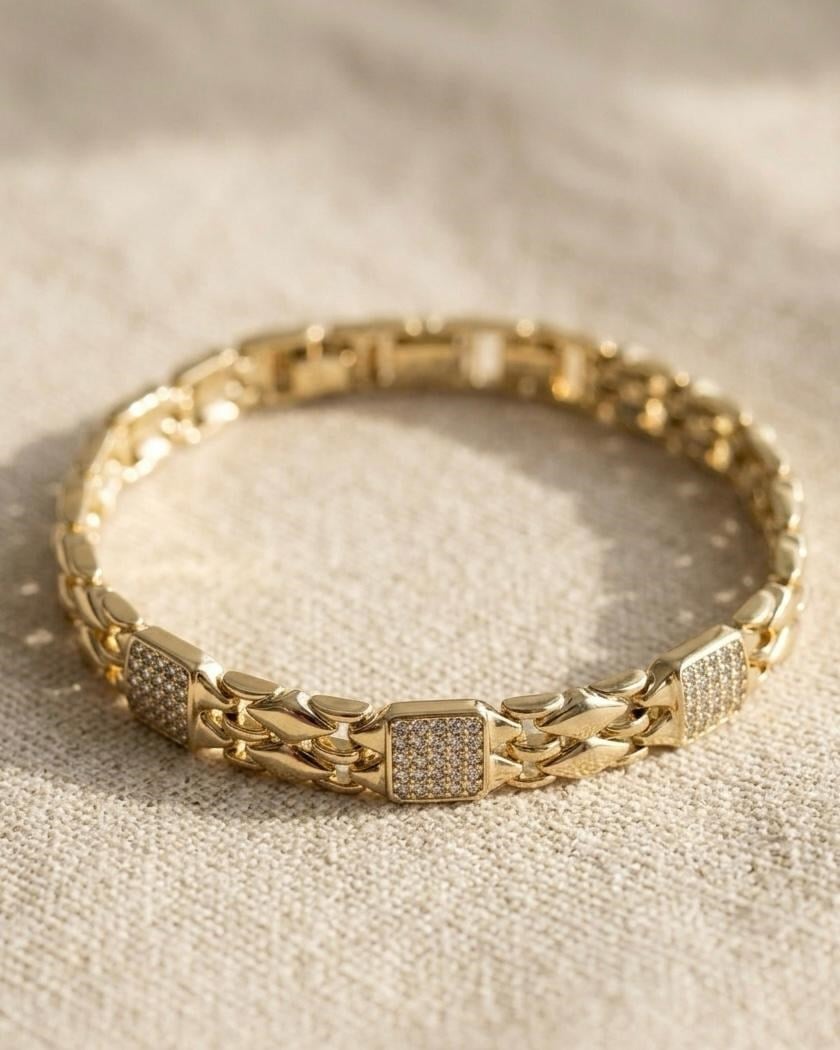 14K Xuping Bakla Model Kare Taş Bileklik