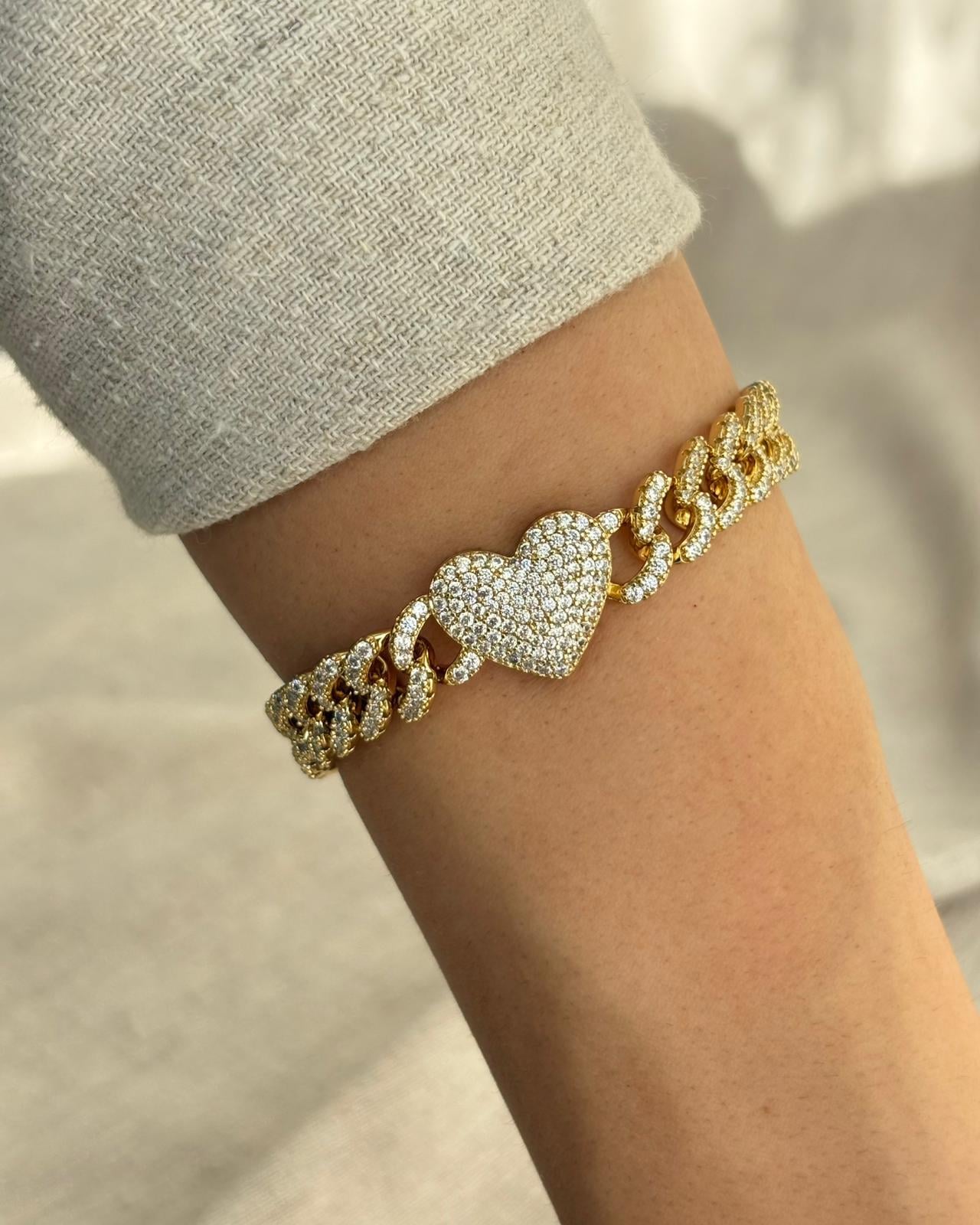 14K Xuping Full Taşlı Kalp Gurmet Bileklik