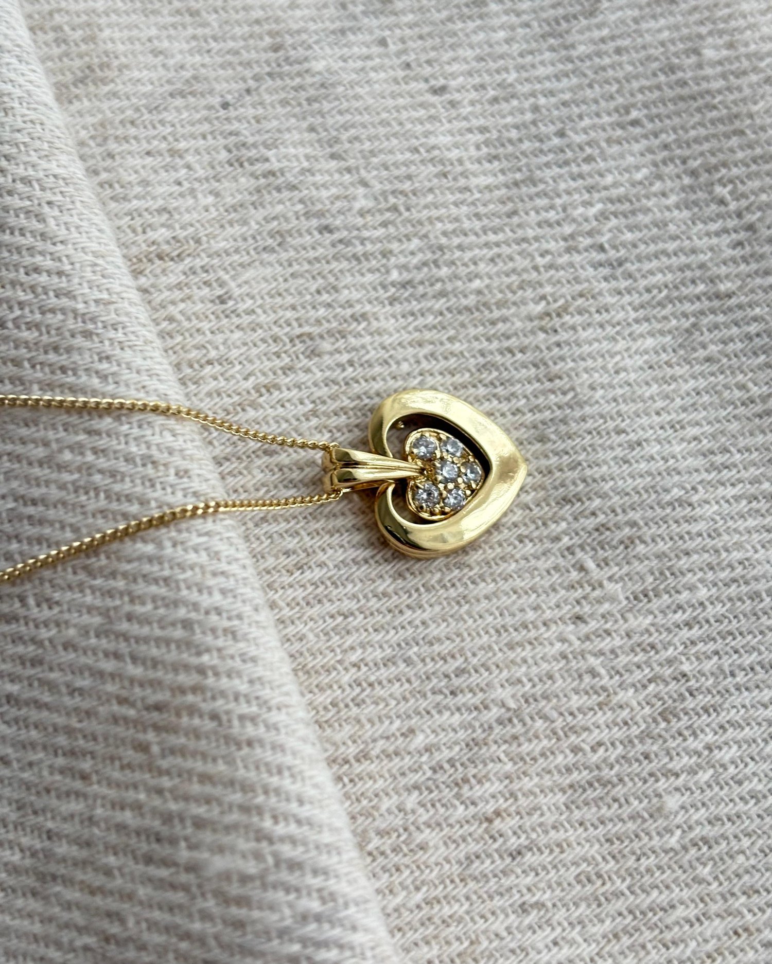 14K Xuping Ortası Taşlı Kalp Kolye